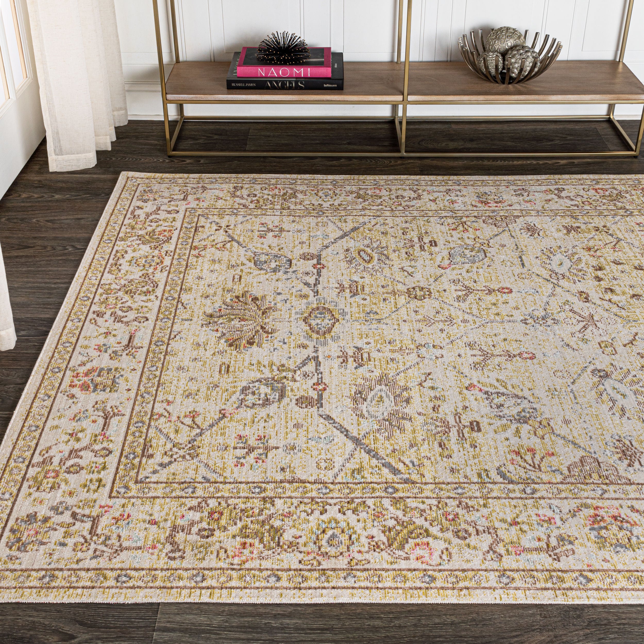 Modern Persian Ivory Floral 8' x 10' Easy-Care Synthetic Rug