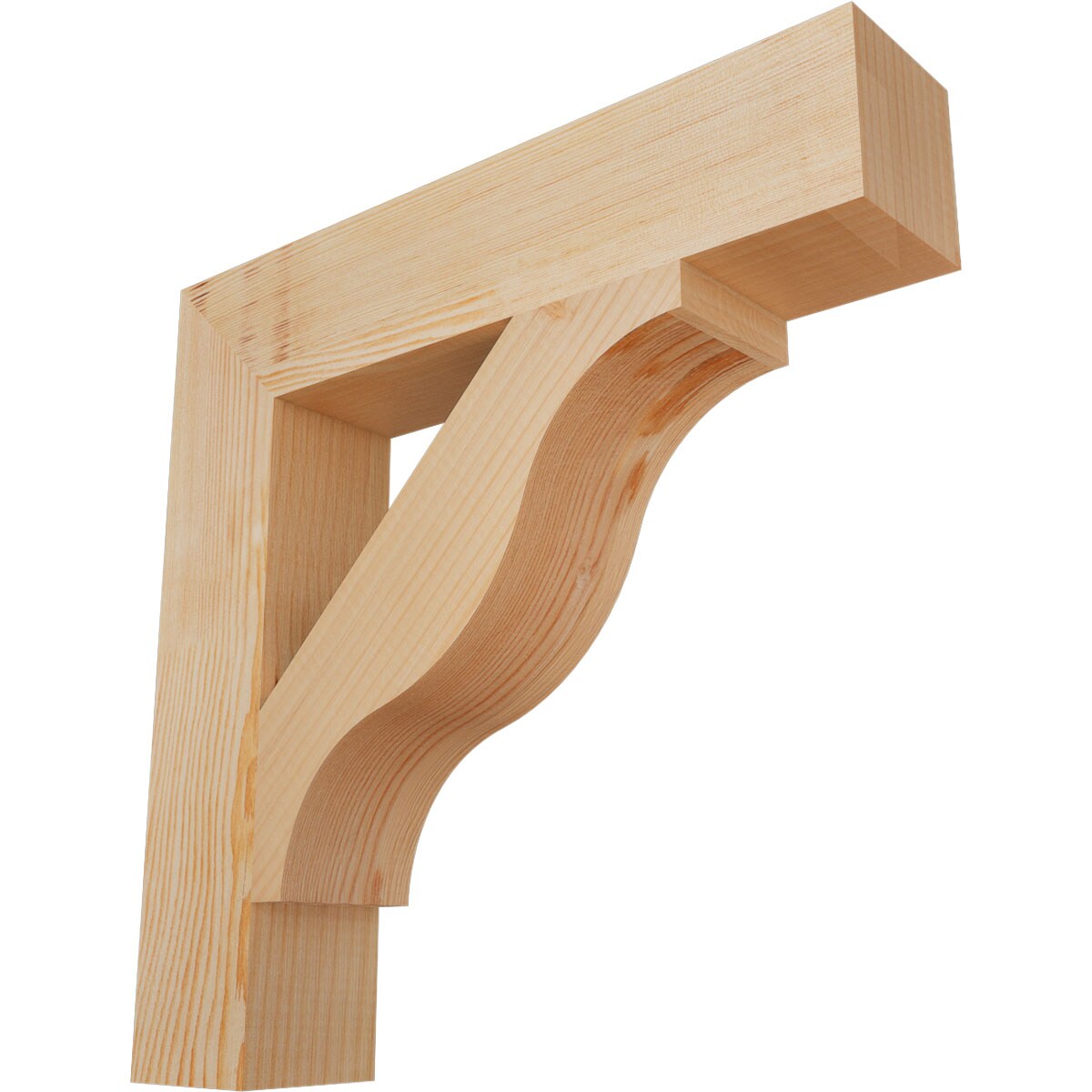 Ekena Millwork BKT04X20X20FST05SDF Funston Block Smooth 3-1/2-in x 20-in x 20-in Douglas fir Brown Wood Standard bracket