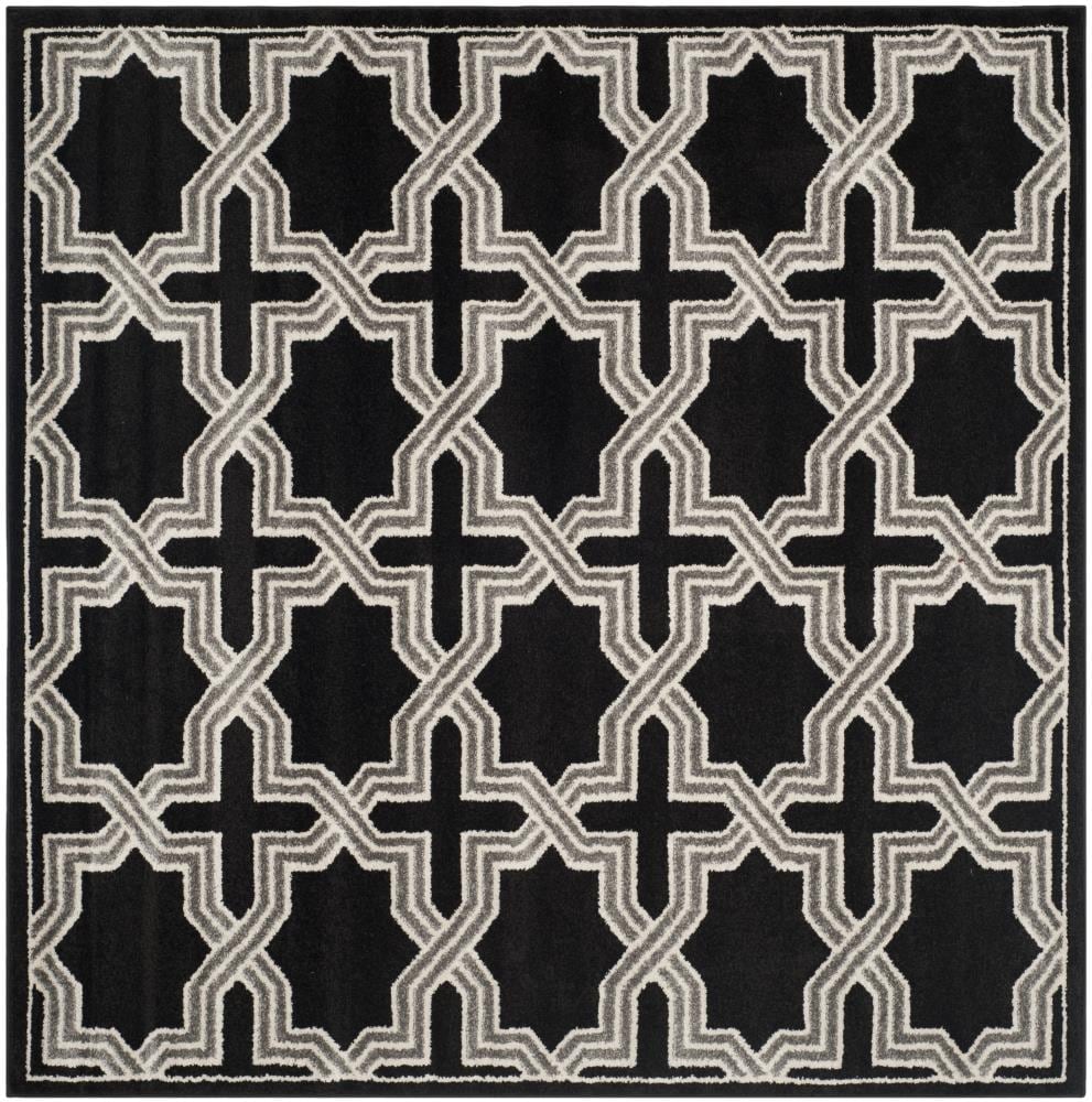 Safavieh AMT418L-7SQ Eden 7 x 7 (ft) Loomed Polypropylene Anthracite/Gray Square Indoor/Outdoor Geometric Area rug