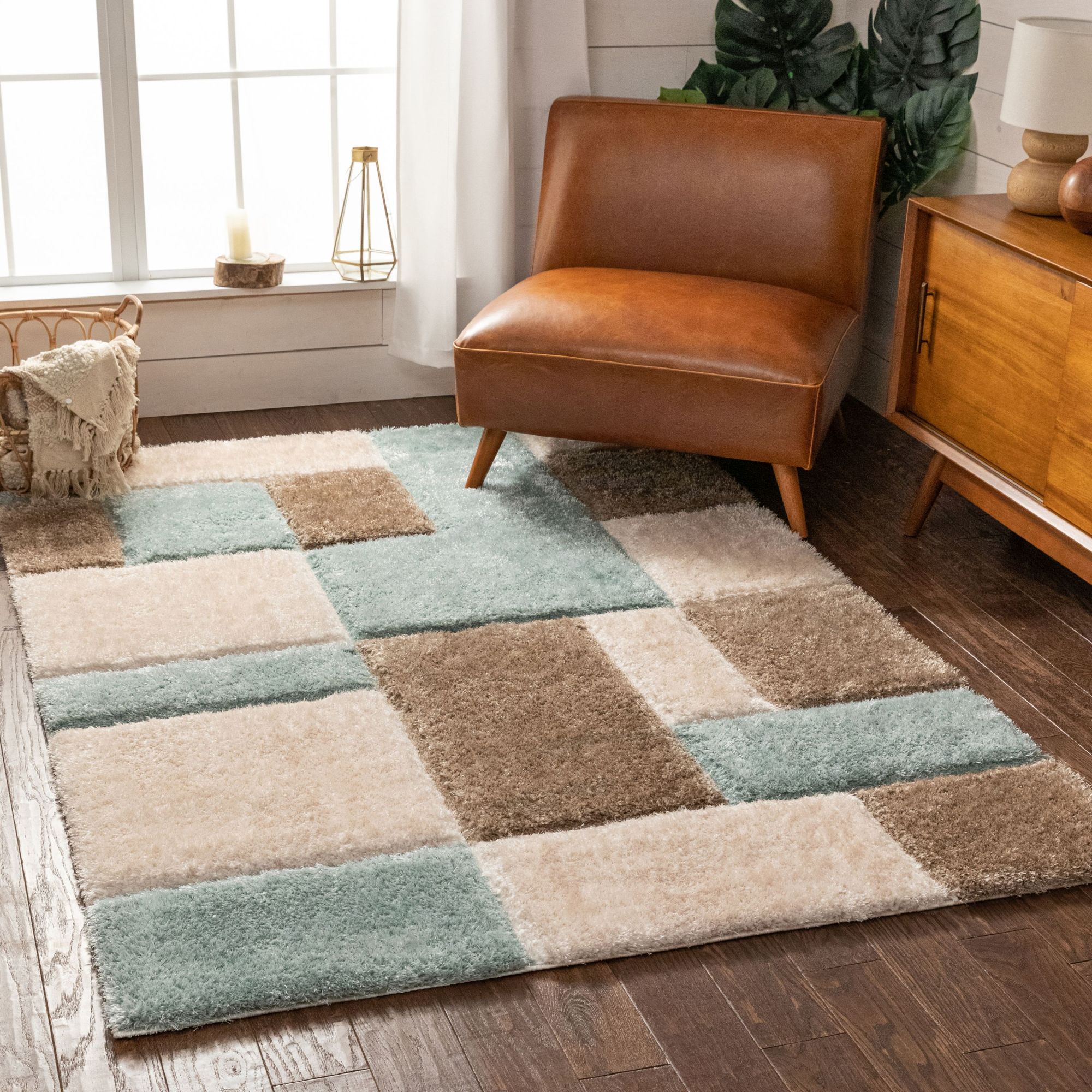 Well Woven SF-64-2L San Francisco 2 x 9 (ft) Loomed Polyester Blue Rectangular Indoor Geometric Mid-Century Modern Runner rug