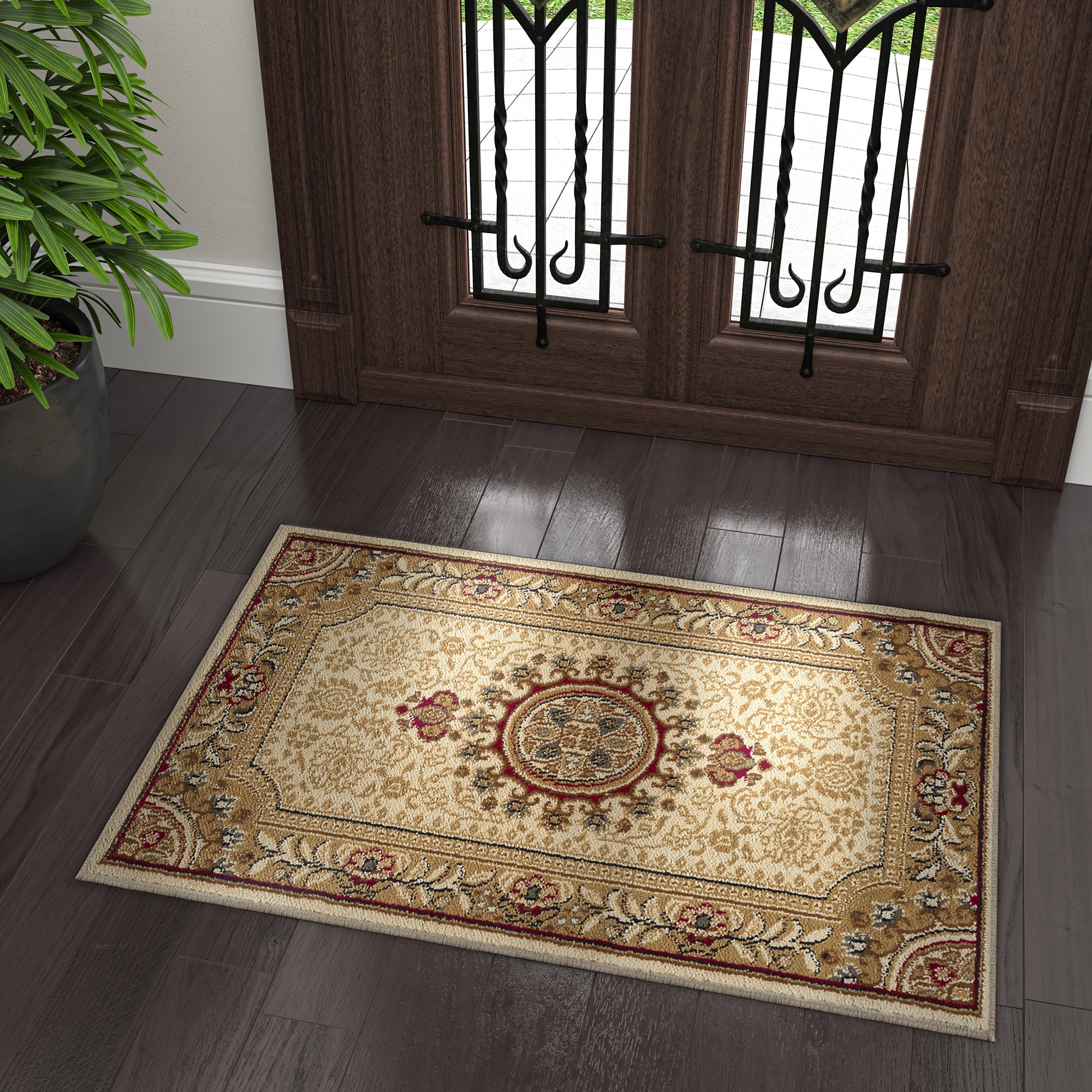 Tayse SNS4672 2X3 Sensation 2 x 3 (ft) Loomed Polypropylene Beige/Ivory Rectangular Indoor Floral/Botanical Oriental Throw rug