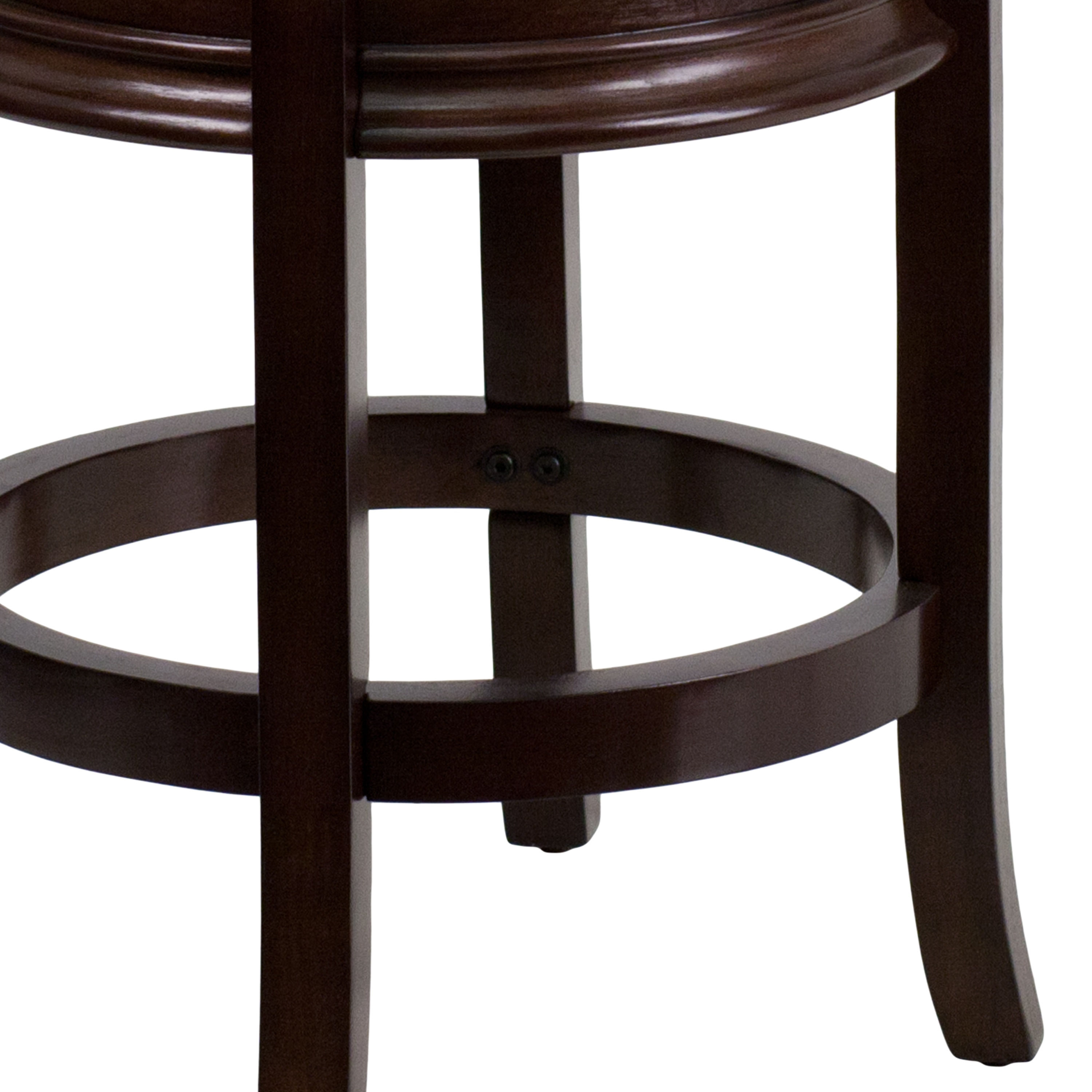 24'' Black Leather Swivel Saddle Wood Counter Stool