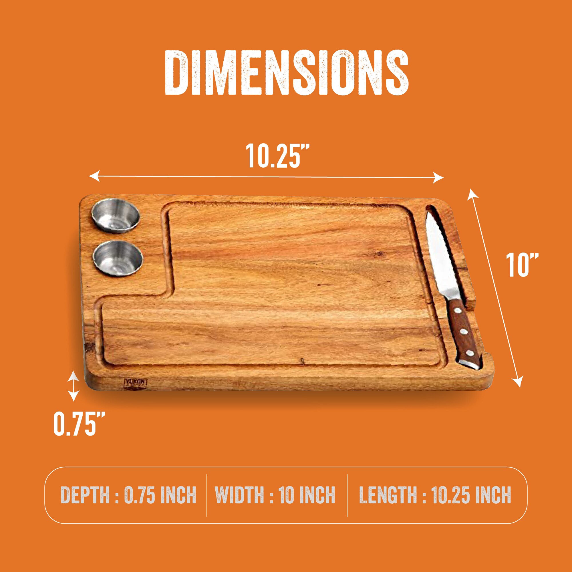 Premium Acacia Wood Rectangular Steak Board Set with Knife and Cups