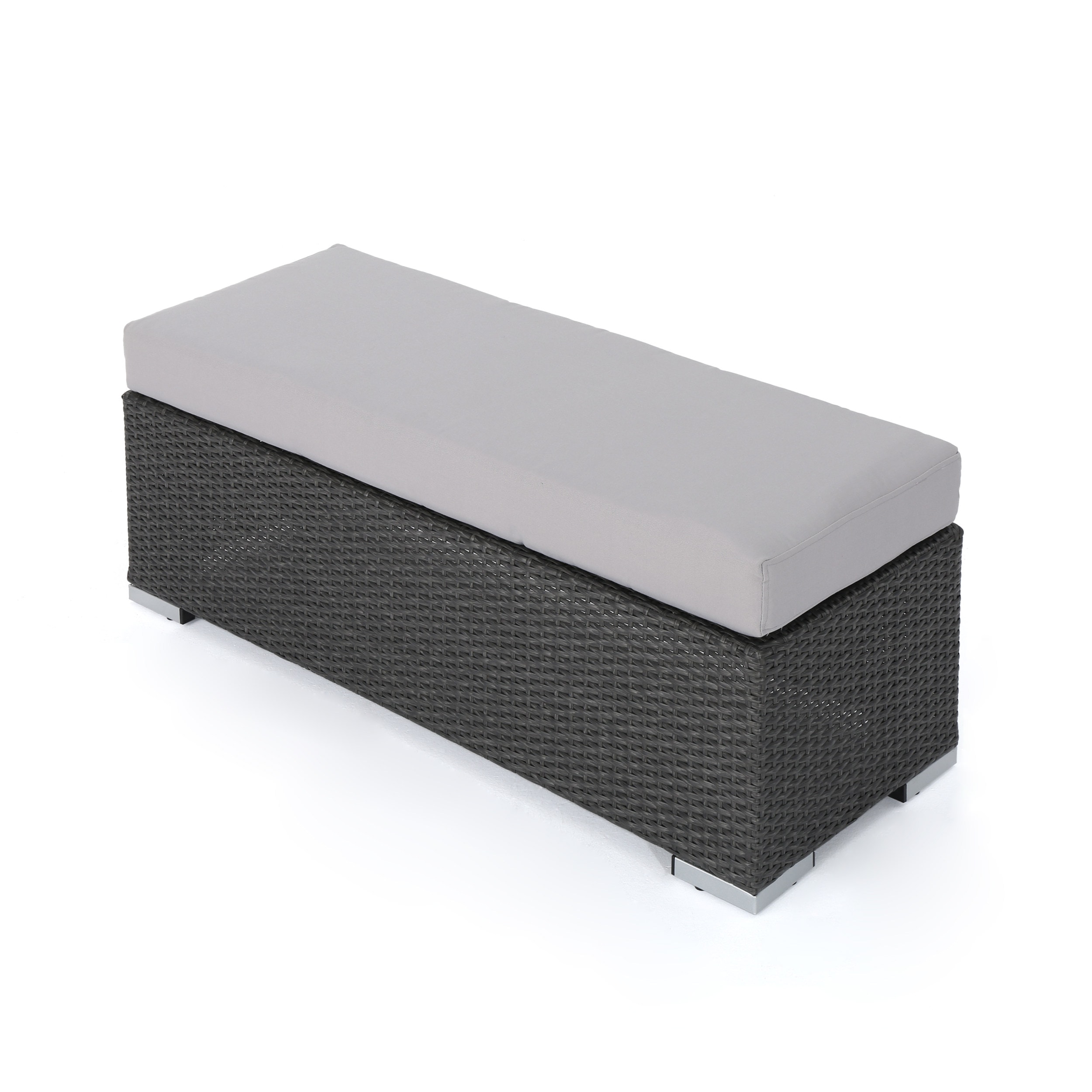 Clihome CL-NI-62571 46.75-Inches W x 14-Inches H Dark Gray Wicker Iron Garden Bench