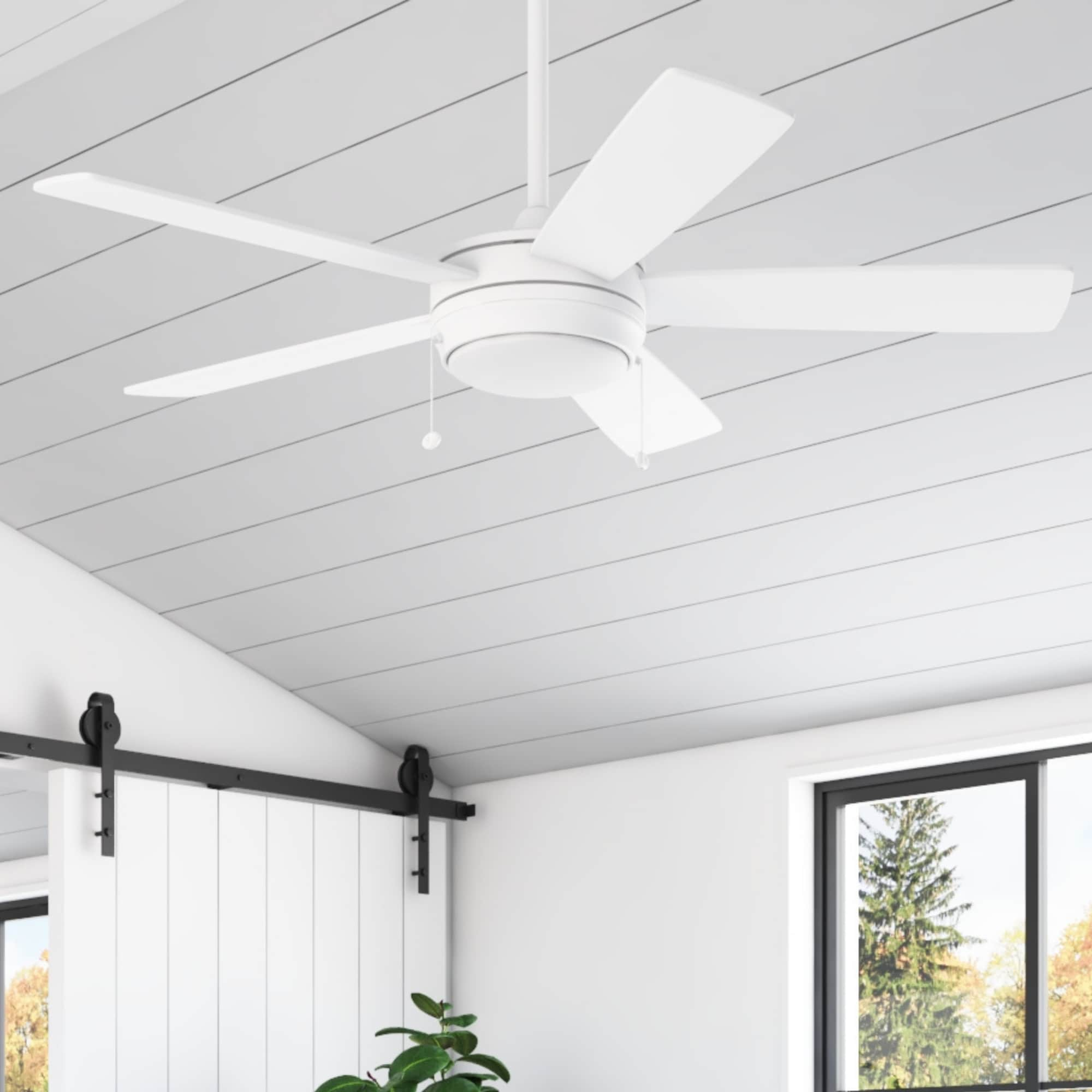 Jalen 52-in White with White/Gray Oak Blades Color-changing Indoor Ceiling Fan with Light (5-Blade) | - Harbor Breeze 42990