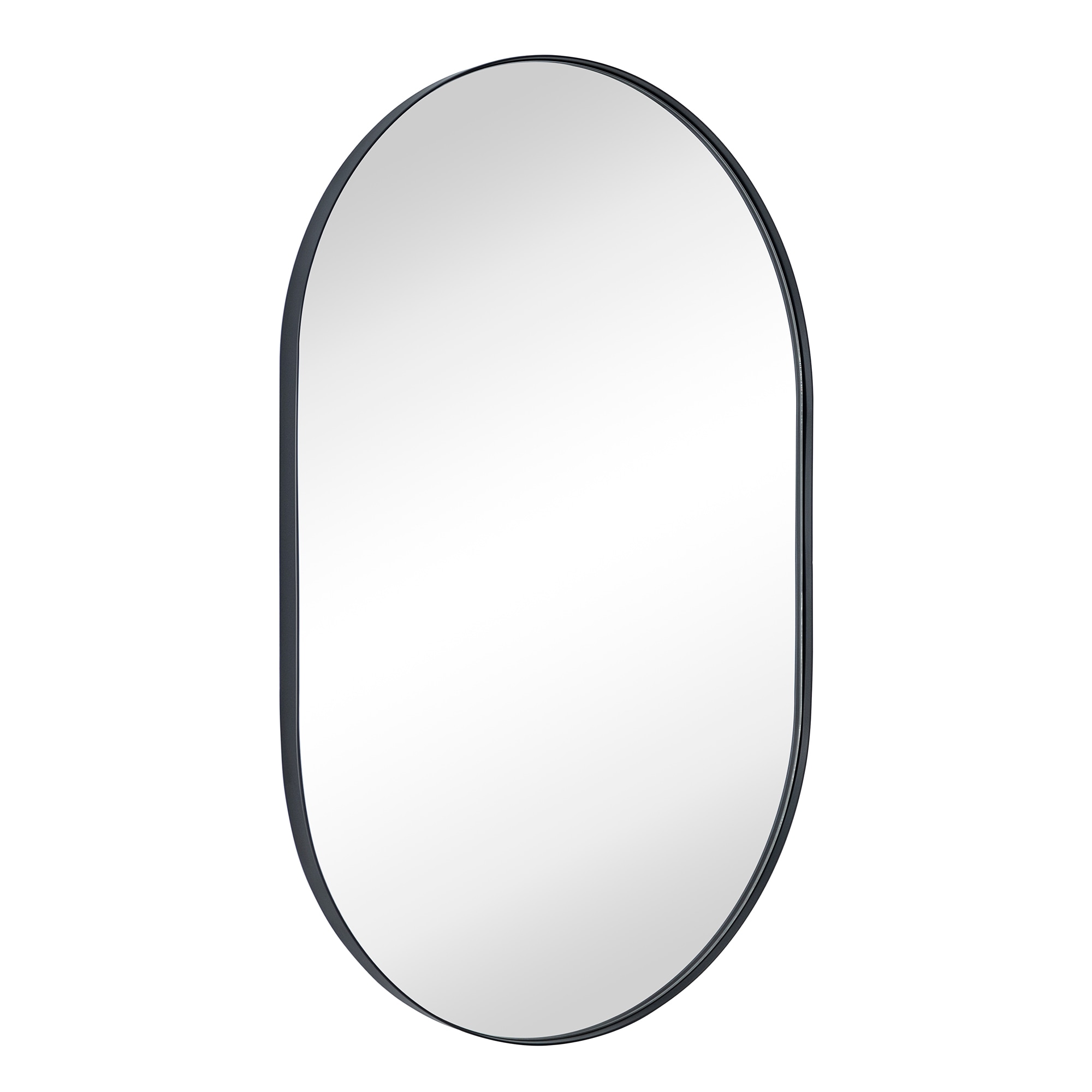 TEHOME GC-0Y039 Oblong Mirror 20-in x 30-in Framed Oval Bathroom Vanity Mirror ( Matt Black )