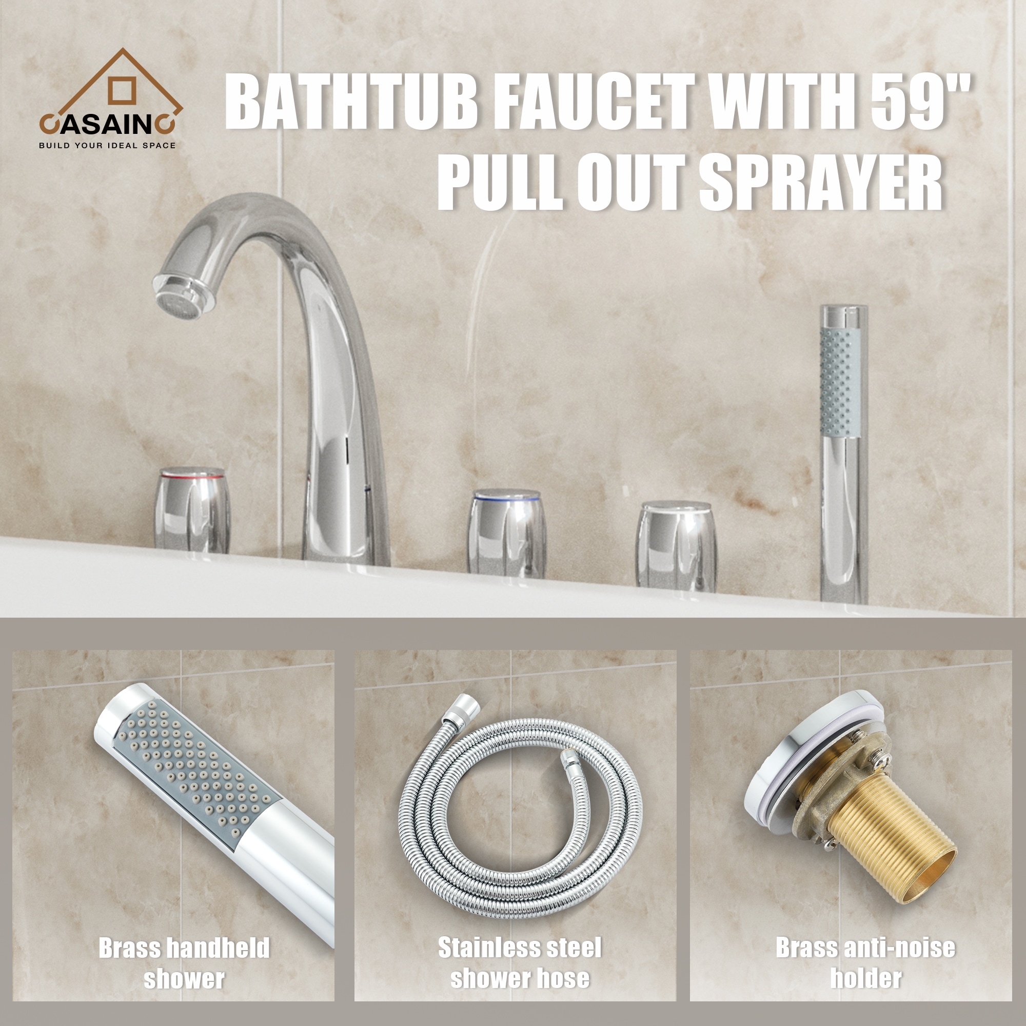 CASAINC KCLT0056-BG Roman-Tub-Faucets - View #7