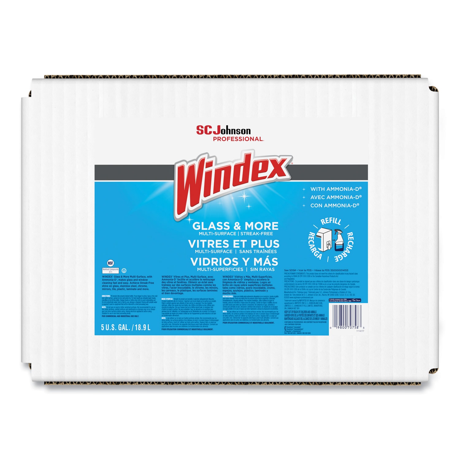 Windex Glass Cleaner with Ammonia D 5 gal Bag in Box Dispenser