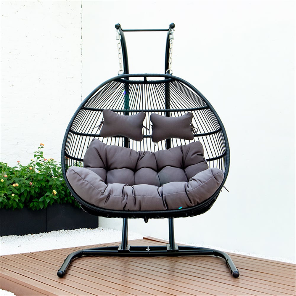 Foldable Wicker Swing Egg Chair Hanging Chair Cushion Outdoor Without Chair 