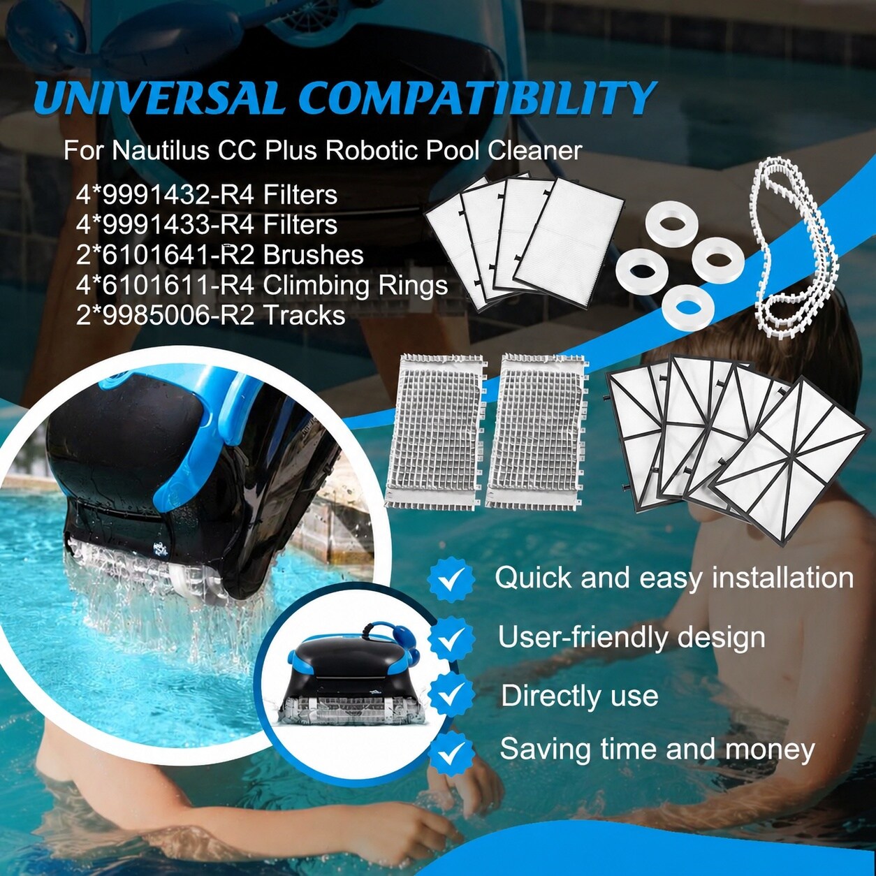 KHKFY LKH0814B166 Pool-Vac-Brush-Skim-Parts - View #3