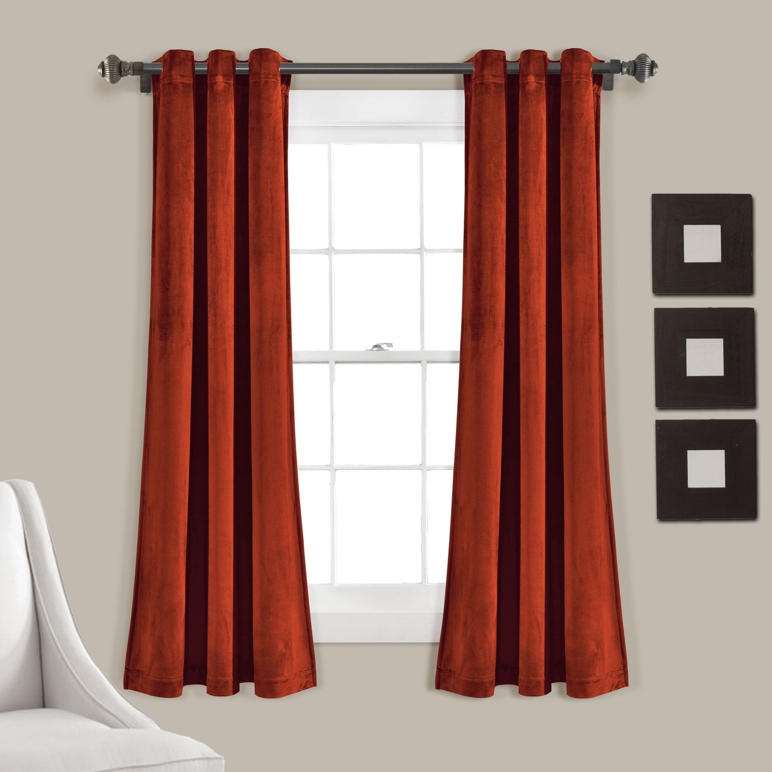 Lush Decor 16T007771 63-Inches Rust Light filtering Grommet Curtain panel pair