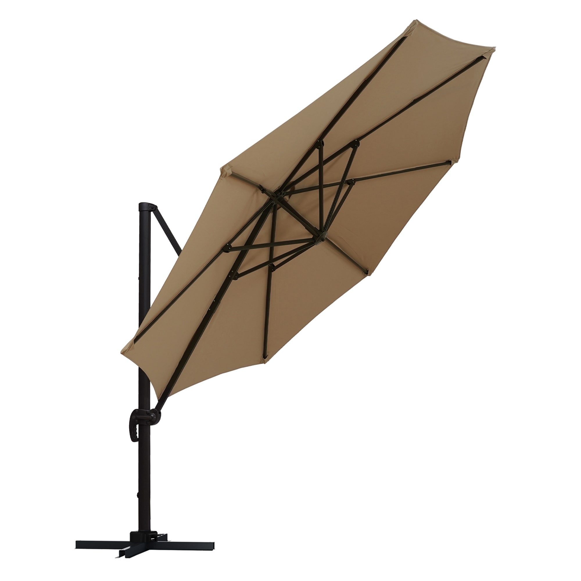 11-ft Aluminum Round Beige No-tilt Cantilever Patio Umbrella | - CASAINC WSI-W65627936