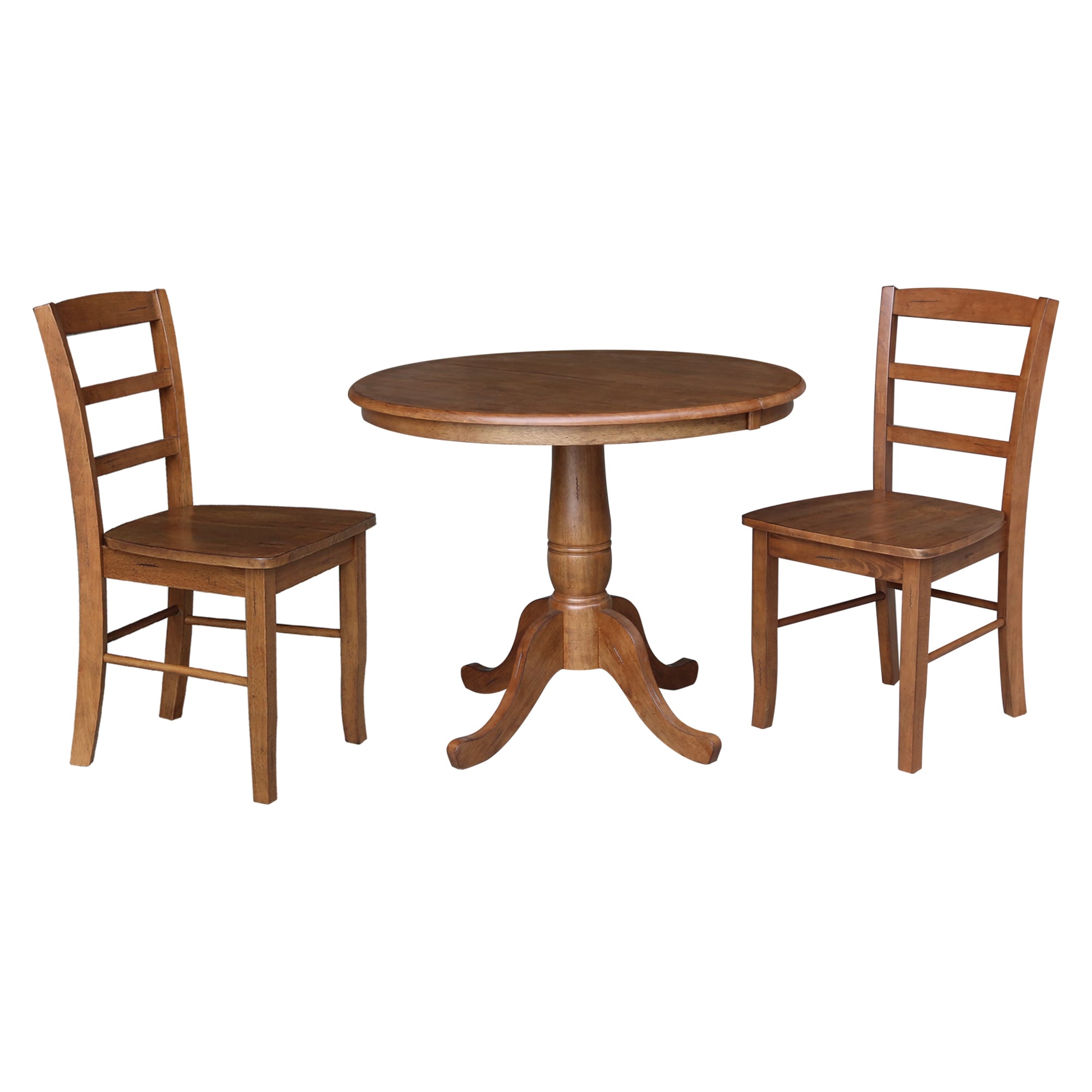 International Concepts K42-36RXT-C2-2 Distressed oak Traditional Dining Room Set with Round Table ( Seats 2 )