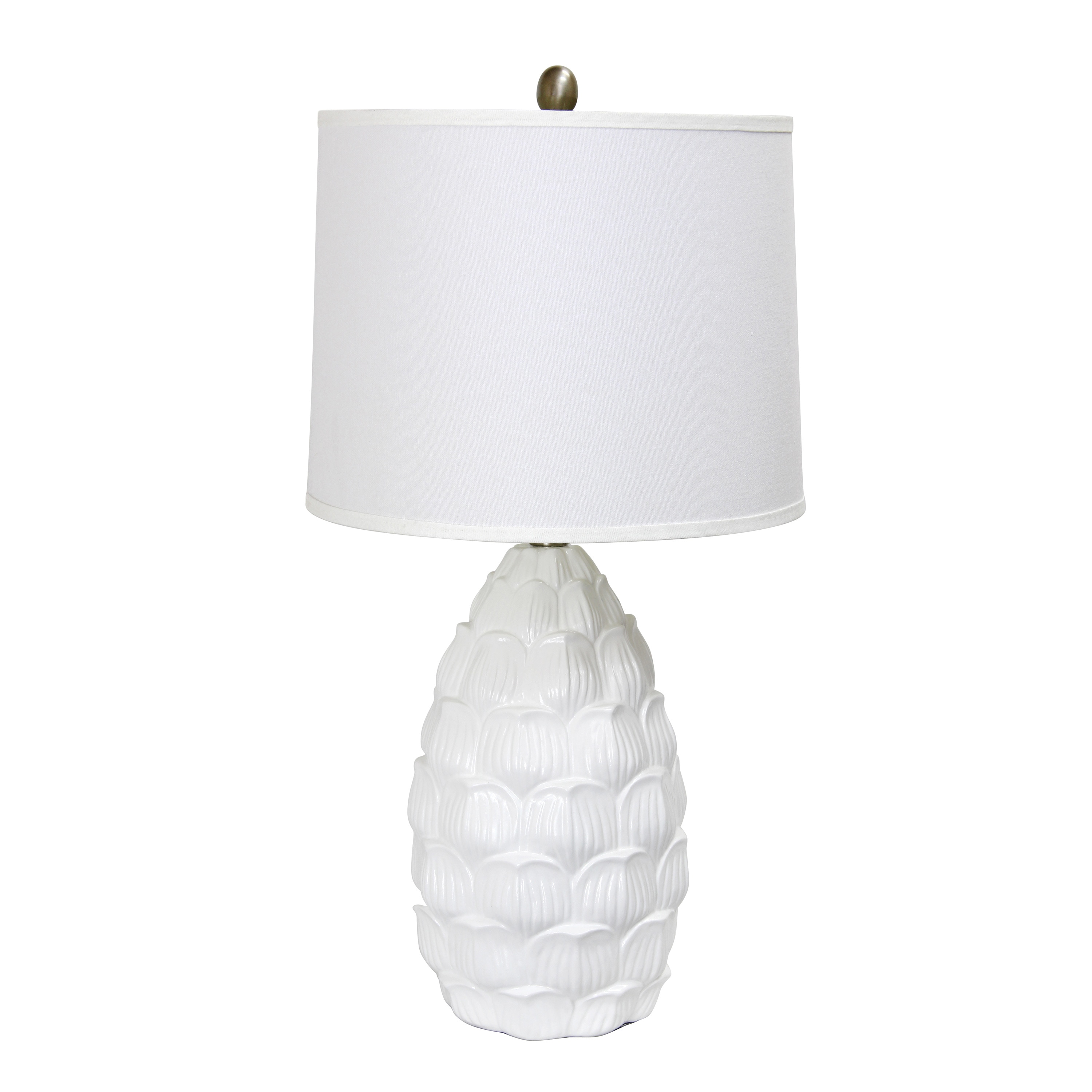 Lalia Home LHT-4024-WH 28-in White/White LED Rotary socket Table Lamp with Fabric Shade