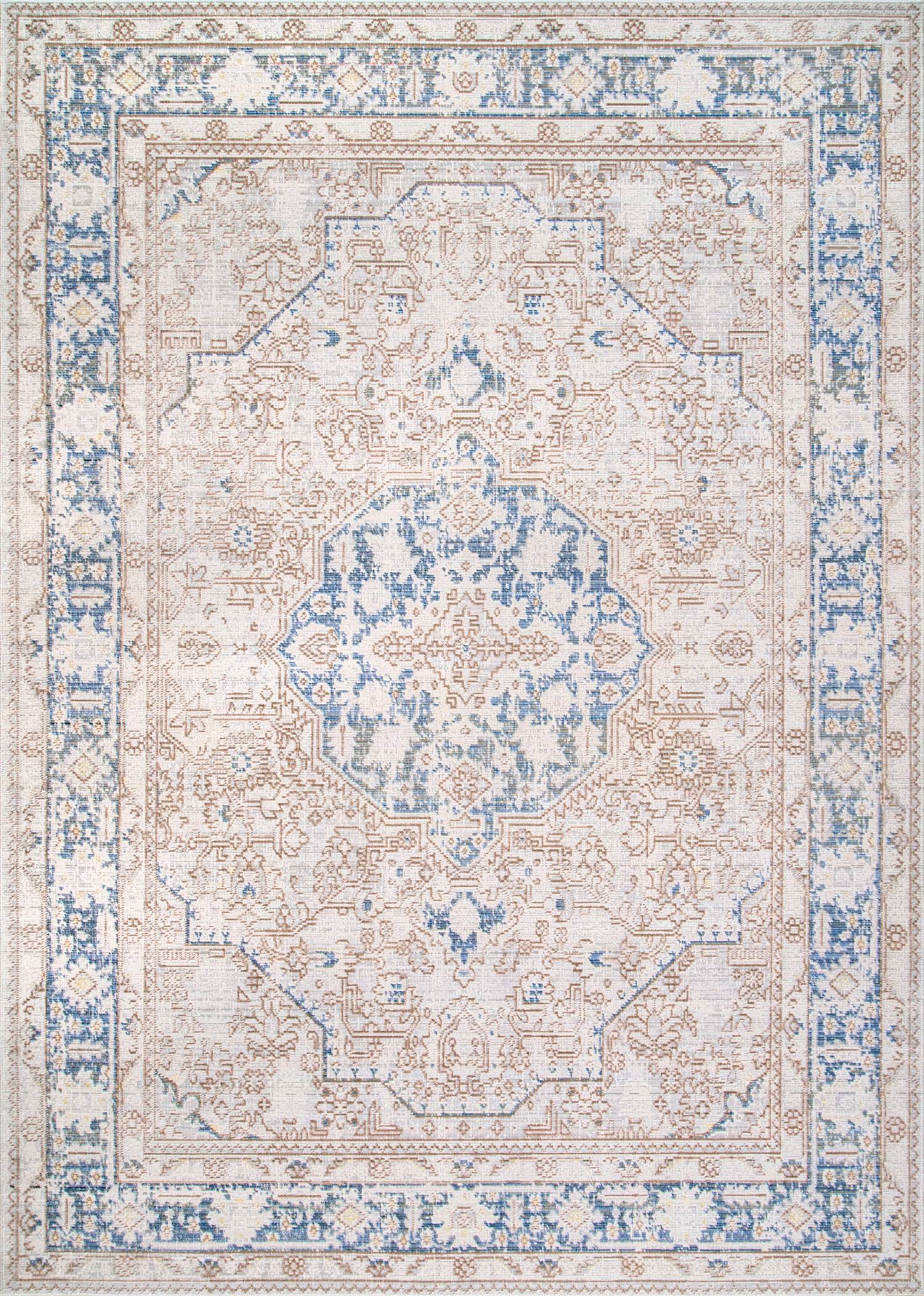nuLOOM PSJE08A-203 2 x 3 Blue Indoor Distressed/Overdyed Vintage Area Rug