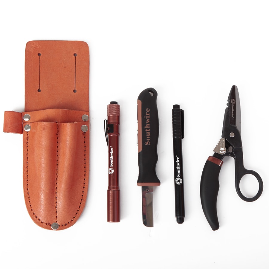 Cable Splicer's Kit, 6-1/2 Knife, Electricians Scissors, & Leather Pouch