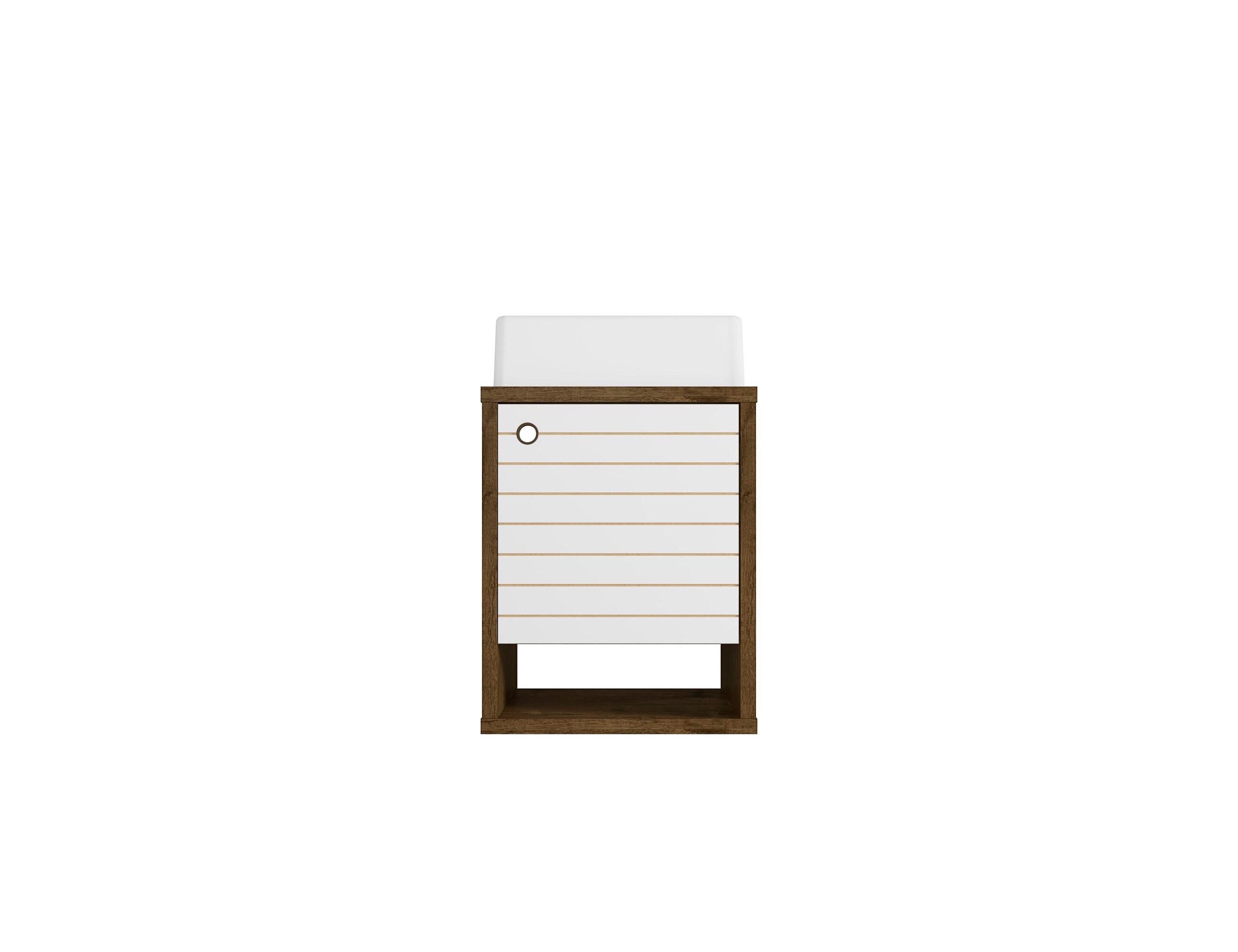 Manhattan Comfort 243BMC96 Liberty 18-in Rustic Brown and White Single Sink Floating Bathroom Vanity with White Wood Top