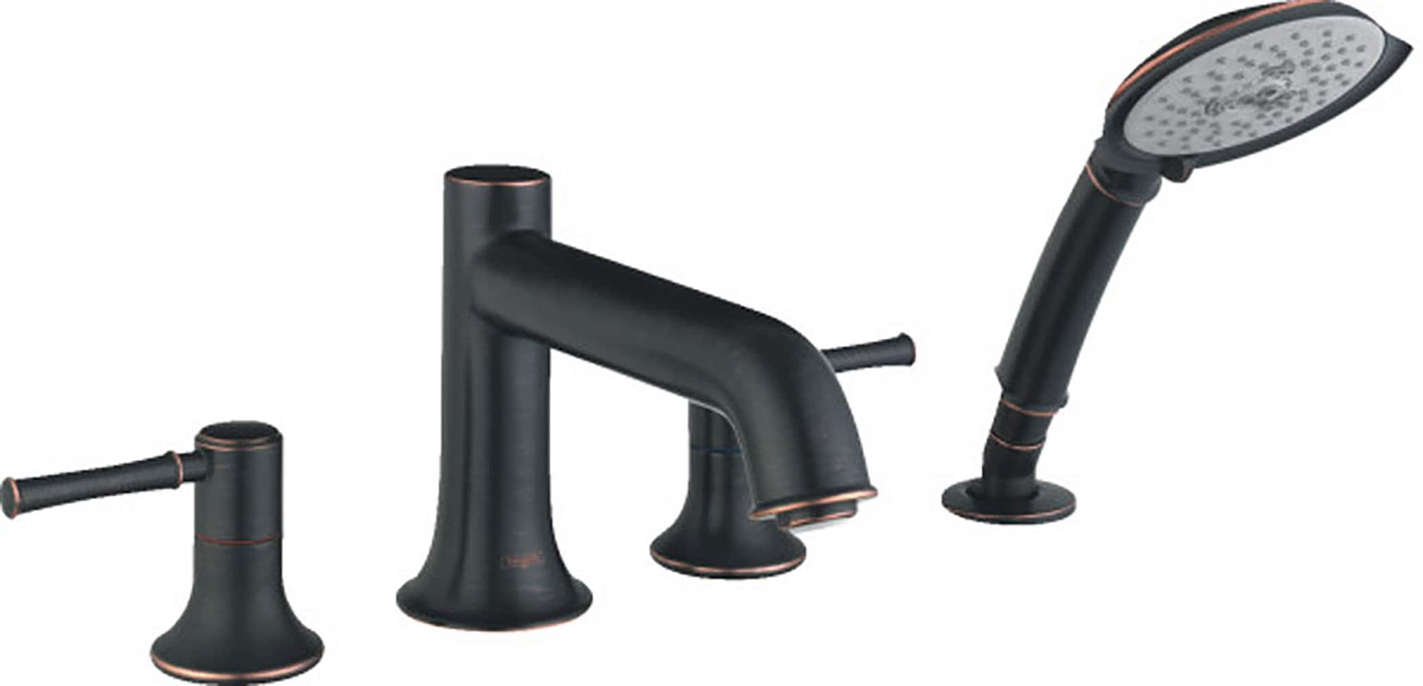 Hansgrohe Talis C Rubbed Bronze 2 Handle Deck Mount Roman Low Arc Bathtub Faucet With Hand 1300