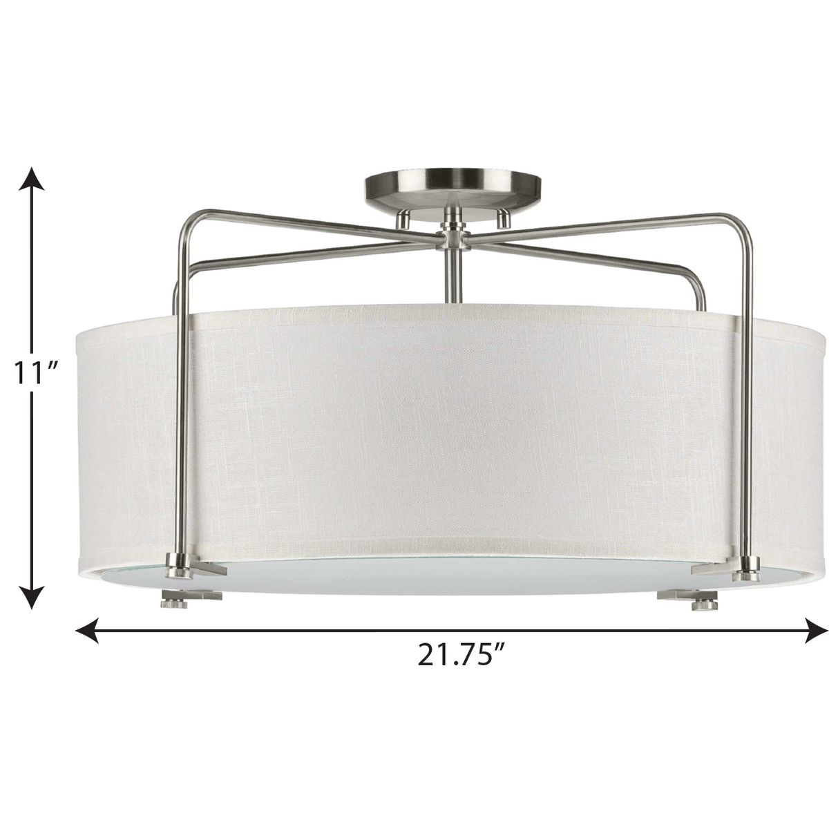 Kempsey Brushed Nickel 3-Light Semi-Flush Convertible Ceiling Light