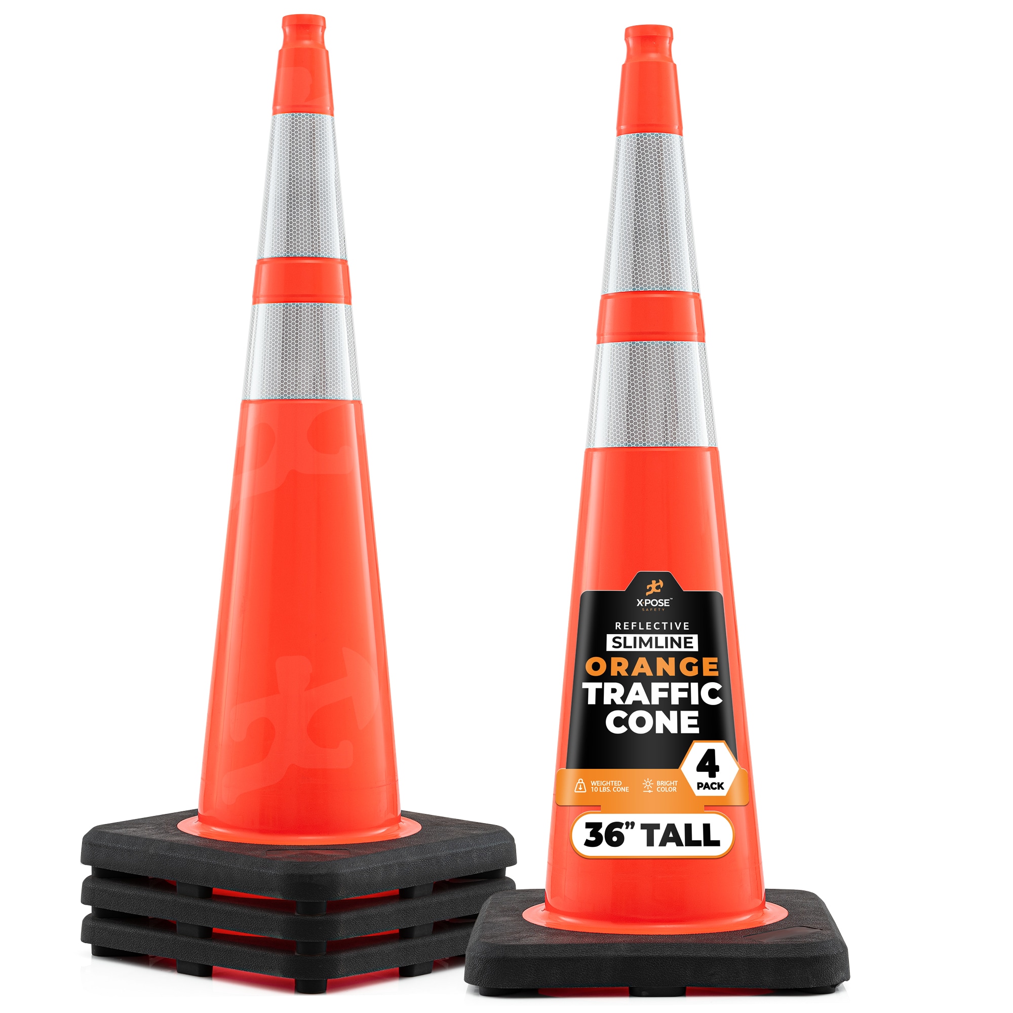 XPOSE SAFETY OTC36SL-64-4-X-S 4 -Pack 40-in Orange Traffic safety cone