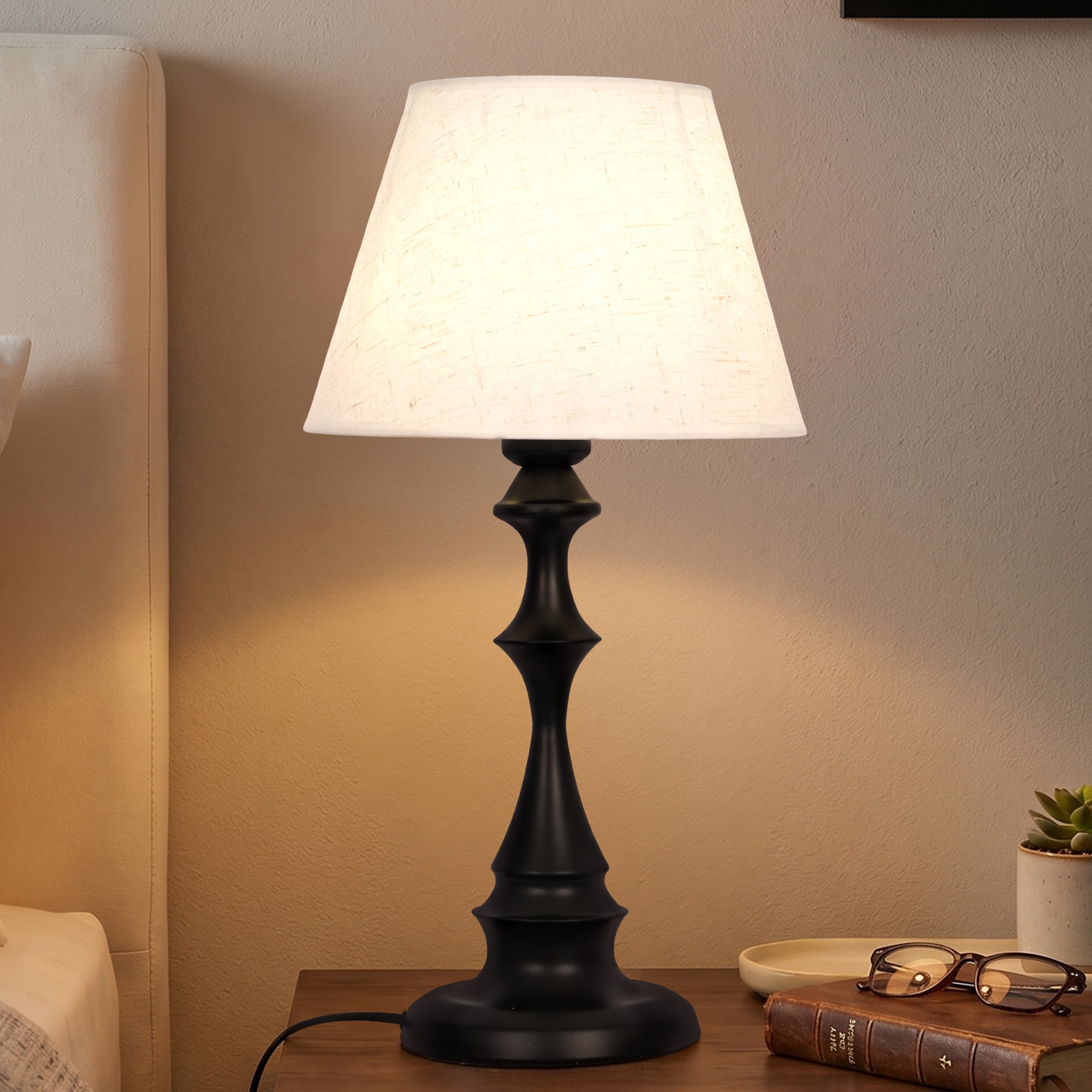EFPERFECT 9.84 inch diameter American fabric minimalist table lamp