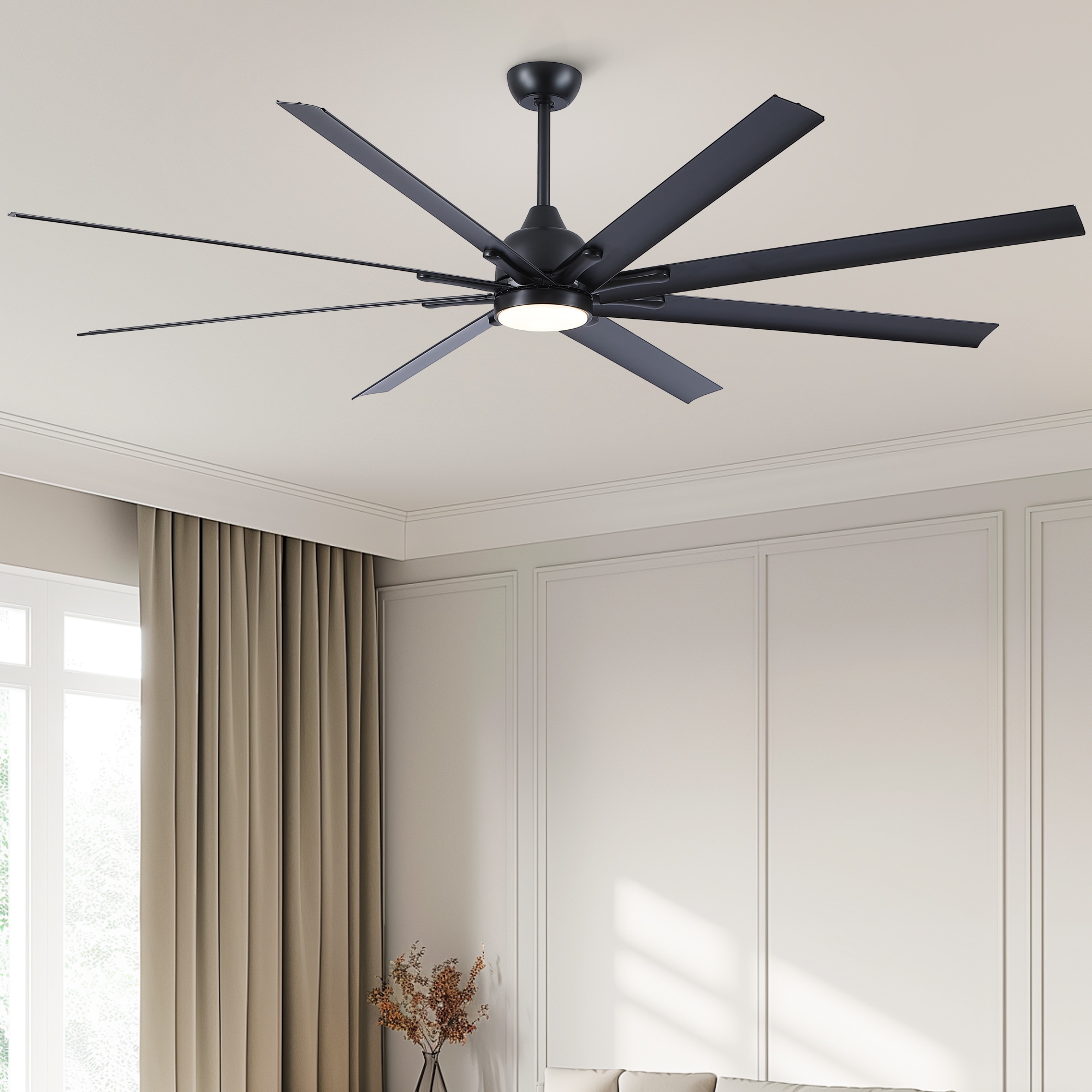 Tatayosi JJ-307912 84inch Super Large Black Ceiling Fan with Remote Control 8 Blades