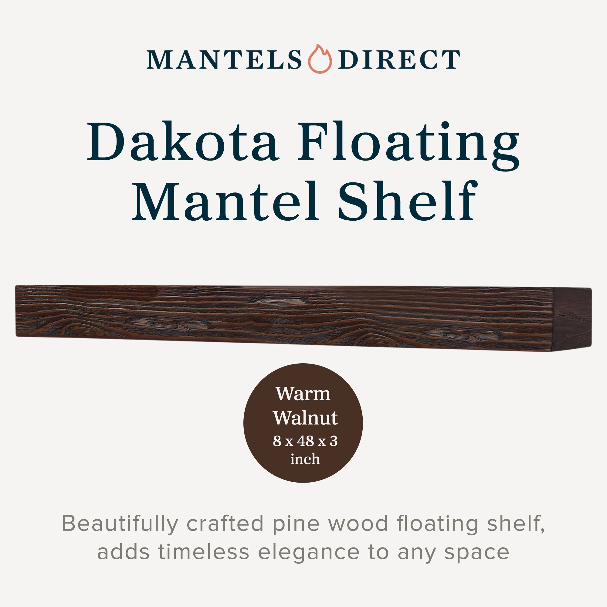 Mantels Direct DAKOTA-48X3-WWAL Mantel-Shelves - View #3