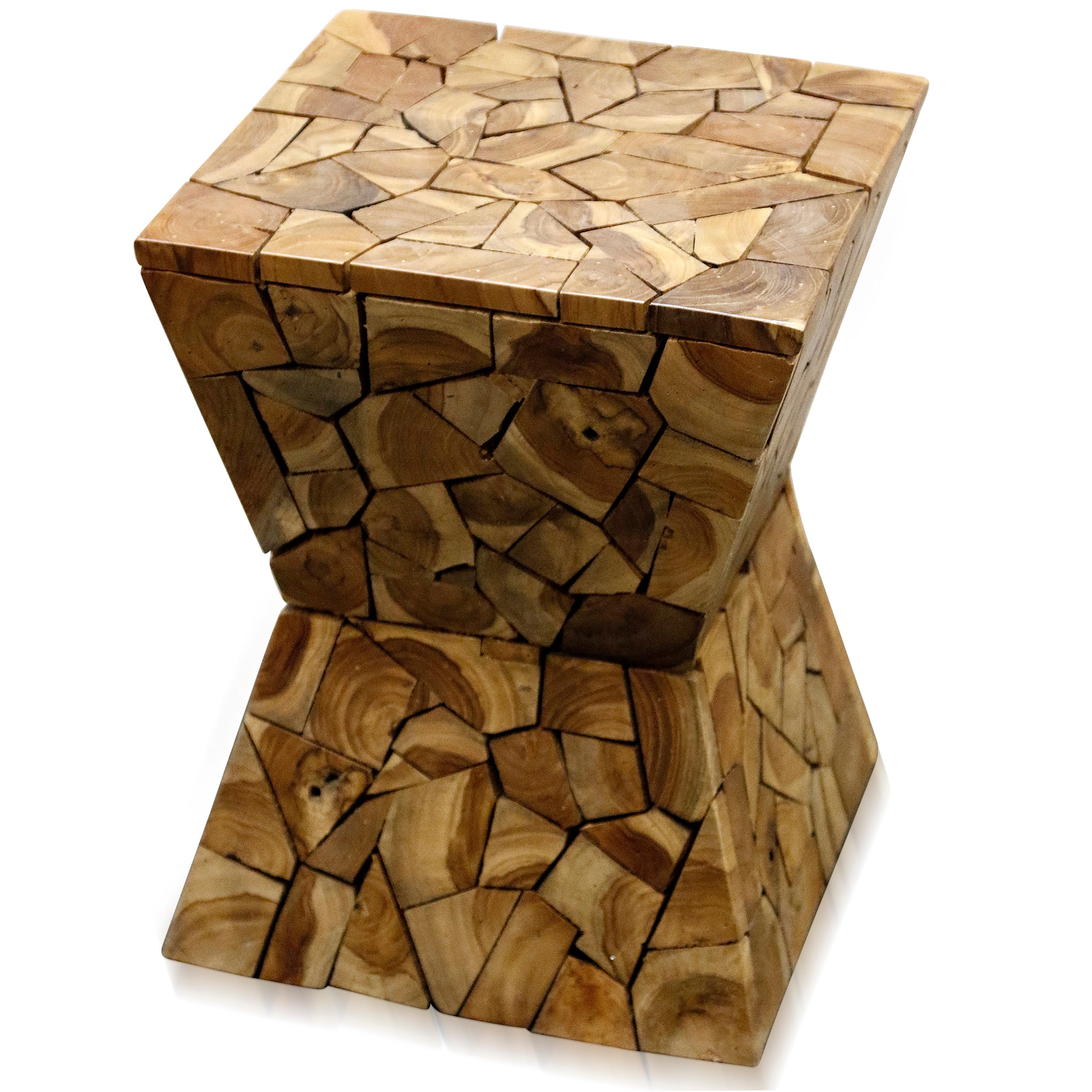 StyleCraft Home Collection IAF101629DS 12.5-Inches W x 16-Inches H Medium Teak Wood Wood Round Modern End Table