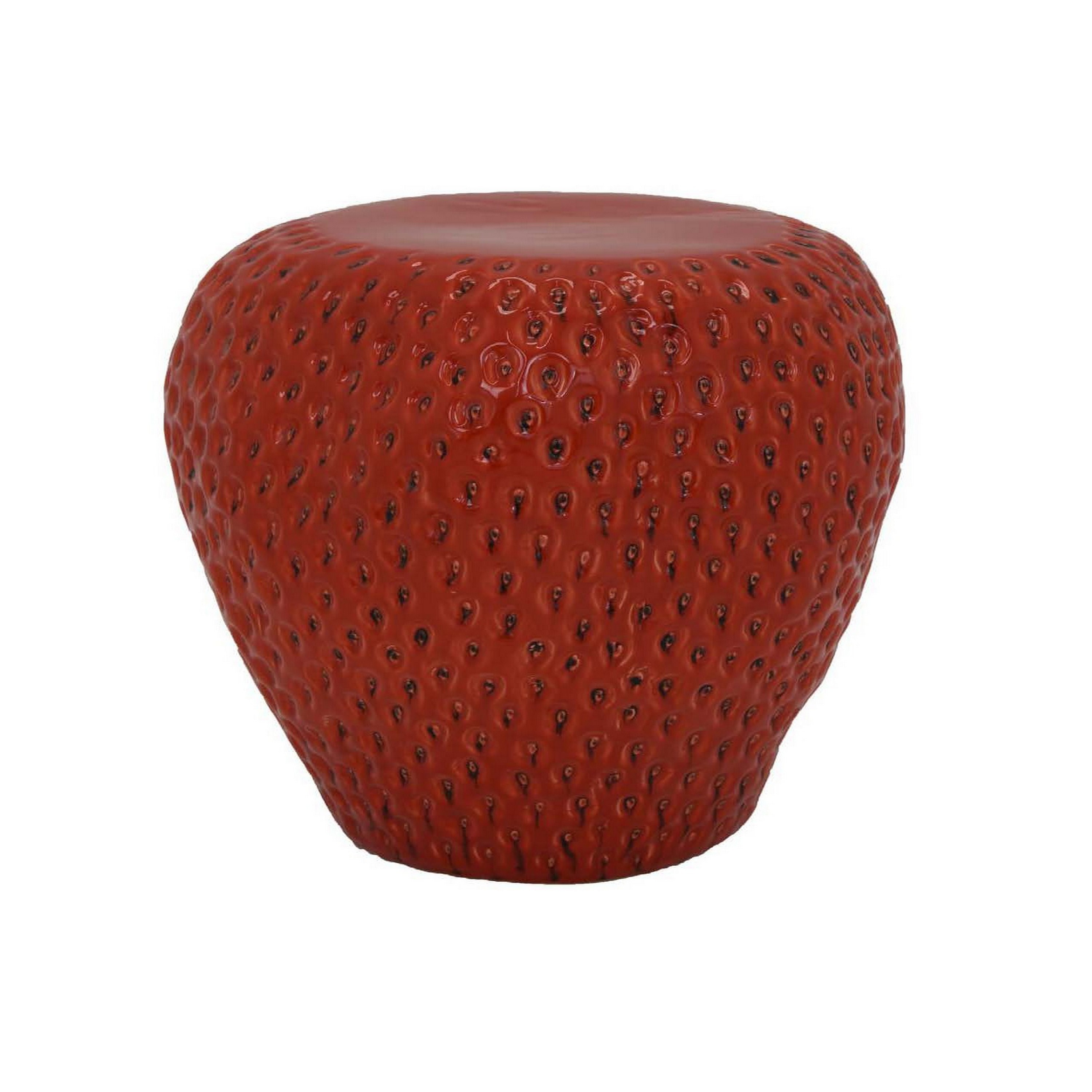 Benzara BM312663 17.5-Inches H x 15.75-Inches W Red Indoor/Outdoor Round Ceramic Plant Stand