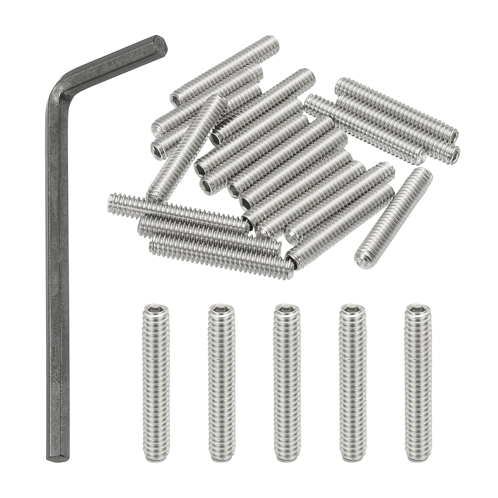 PATIKIL 1/4-20x1-1/2 Inch Hex Socket Grub Screws 20pcs Cup Point Set Screw with Wrench