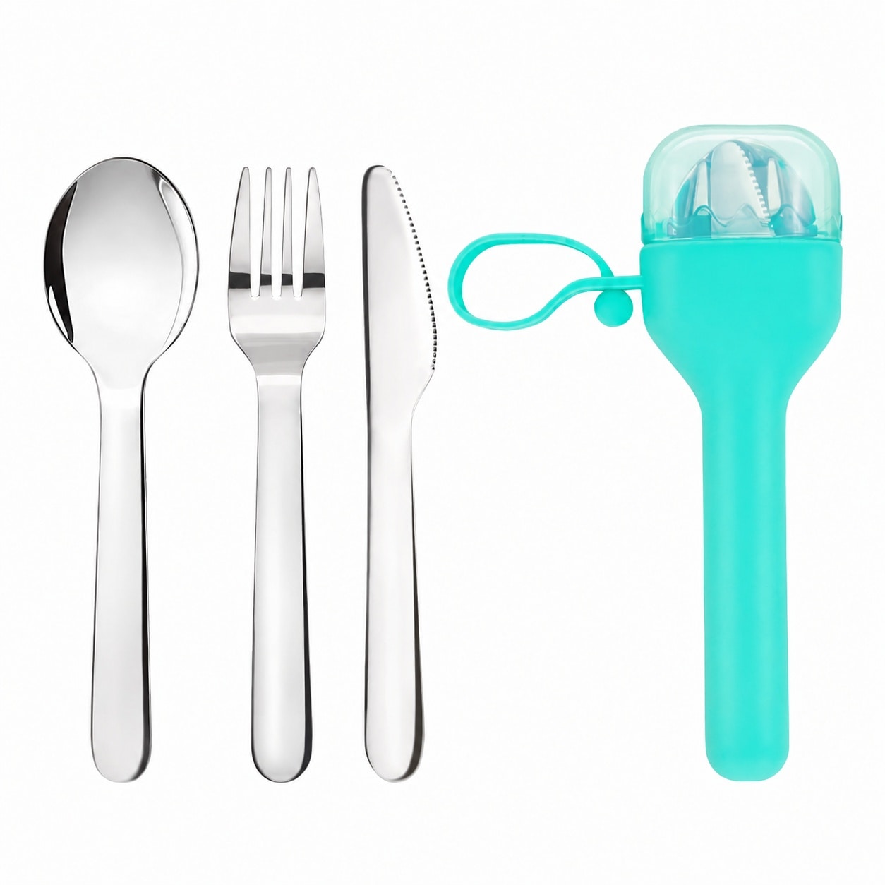 LILILIAN FMY  Travel Utensils Set with Stainless Steel Fork Spoon Knife and Silicone Case for Camping Lunch Box Portable Dishwasher Safe