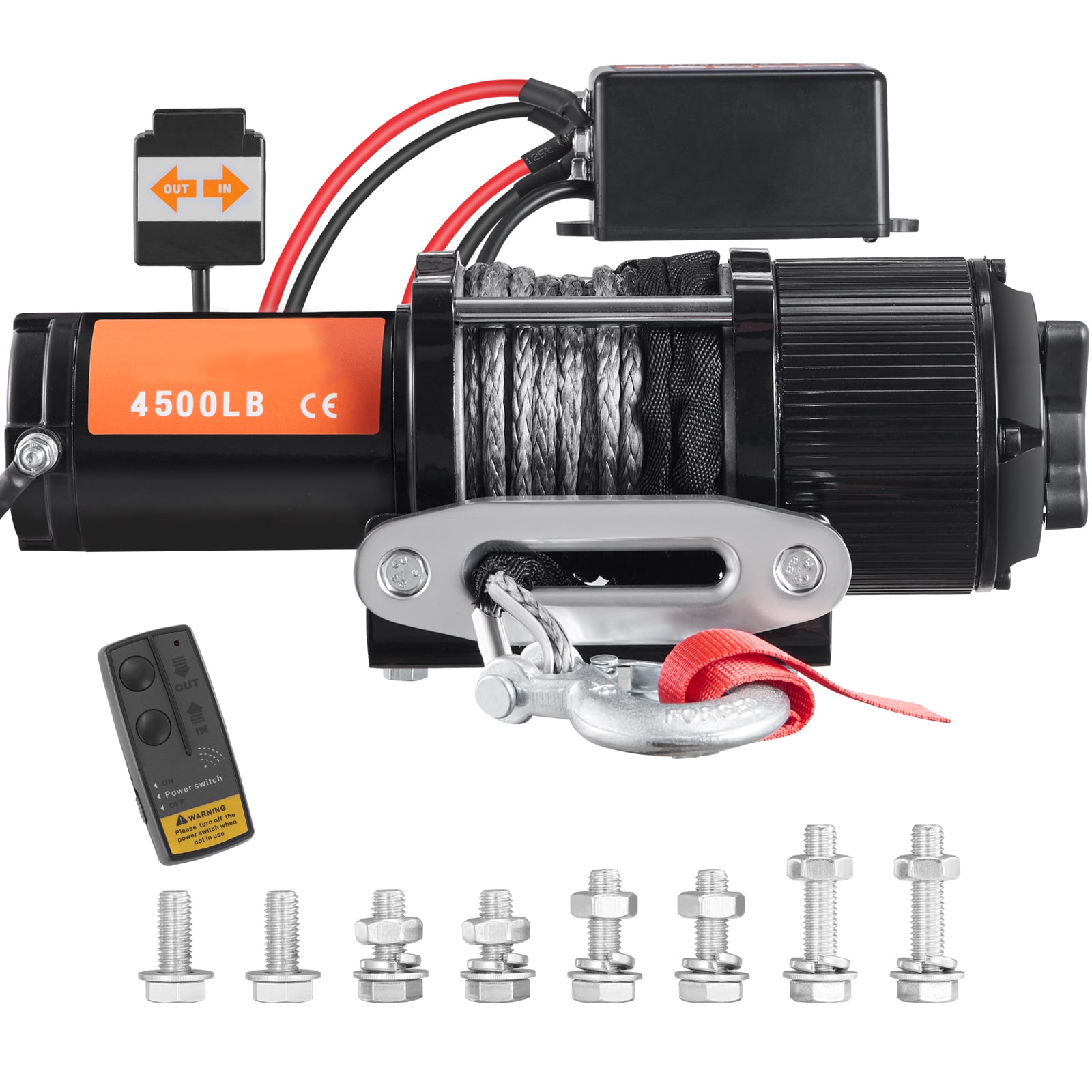 VEVOR HCSJPHCSYCYCA93Y0V9 Electric Winch, 12v 4500 Lb Load Capacity Nylon Rope Winch, Ip55 1/4 X 39ft Atv Utv Winch with Wireless Handheld Remote Hawse Fairlead For Towing Jeep Off-road Suv Truck Car Trailer Boat