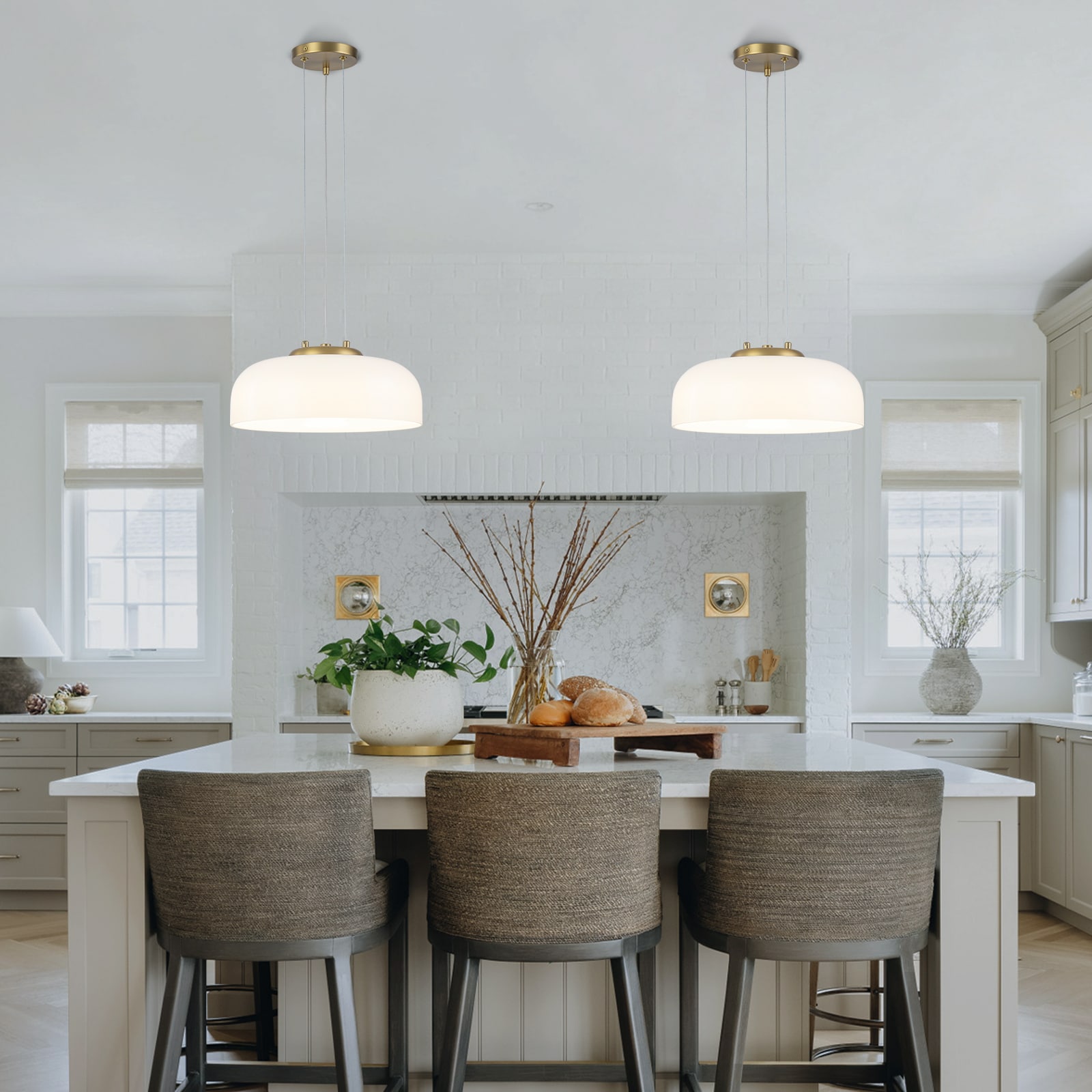 MENCOLULU Milky White Glass Shade LED Pendant Light Dimmable 1