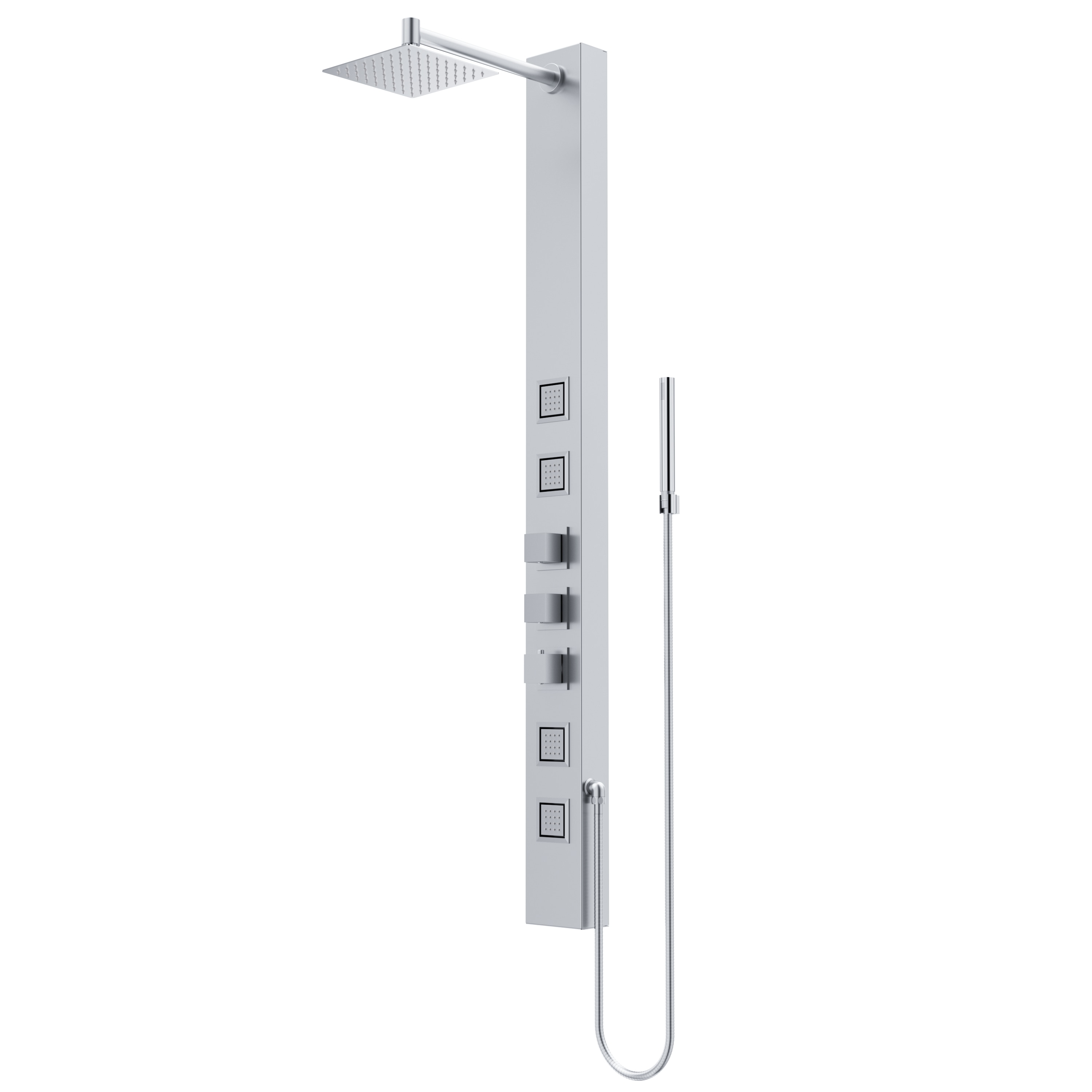 VIGO VG08021ST Sutton Stainless Steel 8-in Waterfall Shower Panel System with 3-way Diverter ( Thermostatic Valve Included )