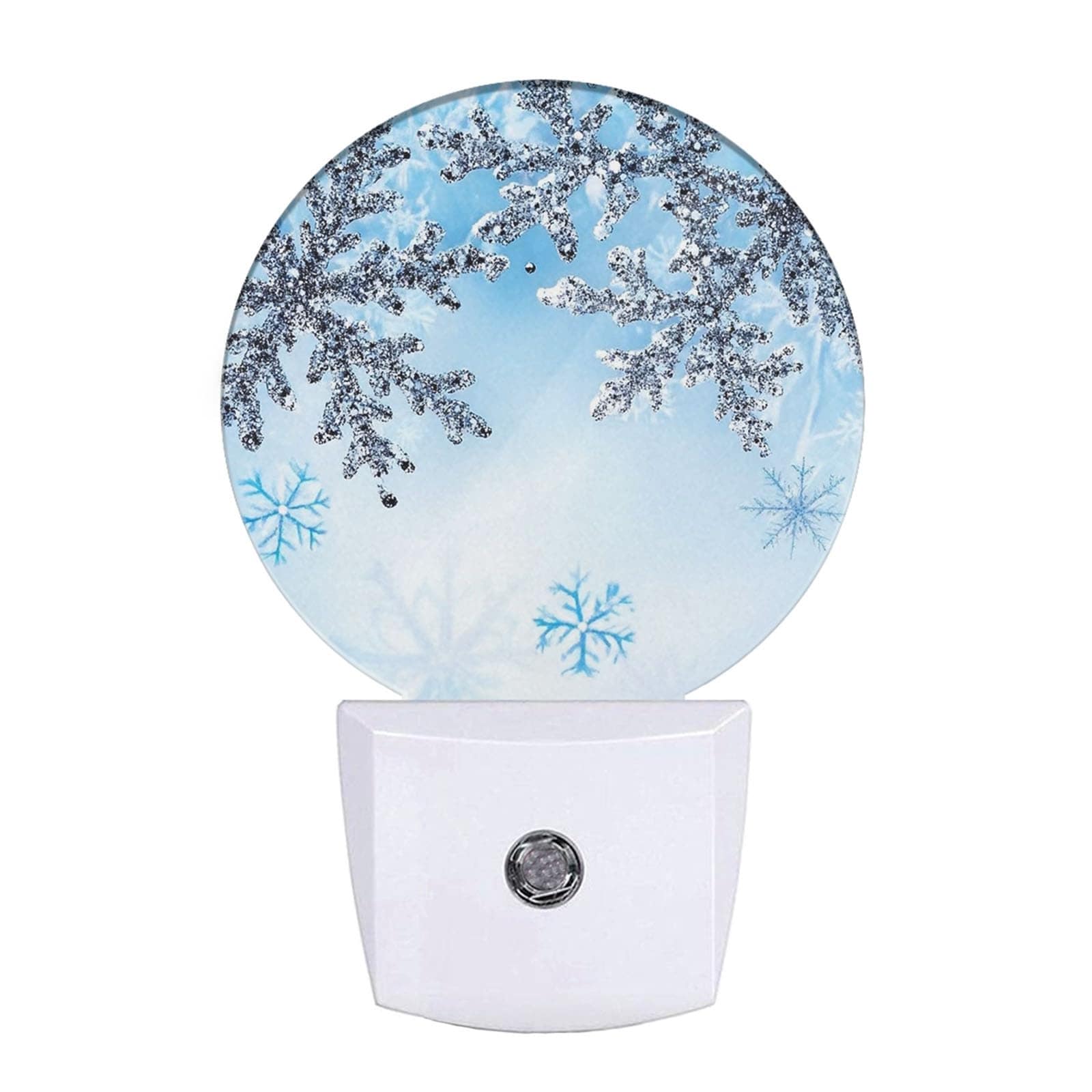 Vrbgify  Winter Snowflakes Plug In Night Light LED with Dusk to Dawn Sensor Soft Warm Glow Sleep Friendly for Bedroom Bathroom Hallway Decorative