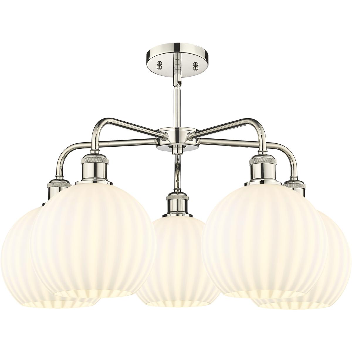 Innovations Lighting -  516-5CR-PN-G1217-8WV Ballston White Venetian Chandelier Polished Nickel