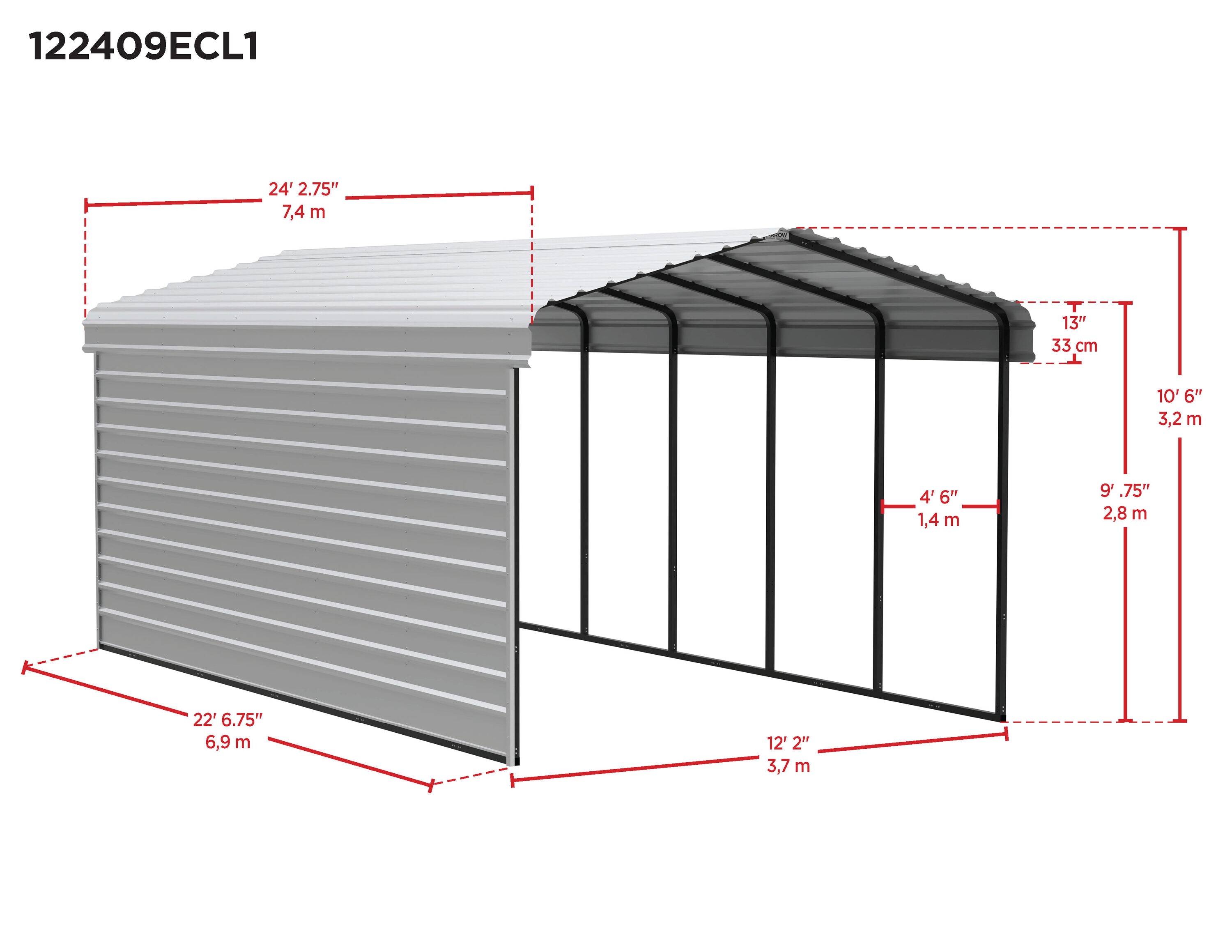 Arrow CPH122409ECL1 Carport-Covers - View #2