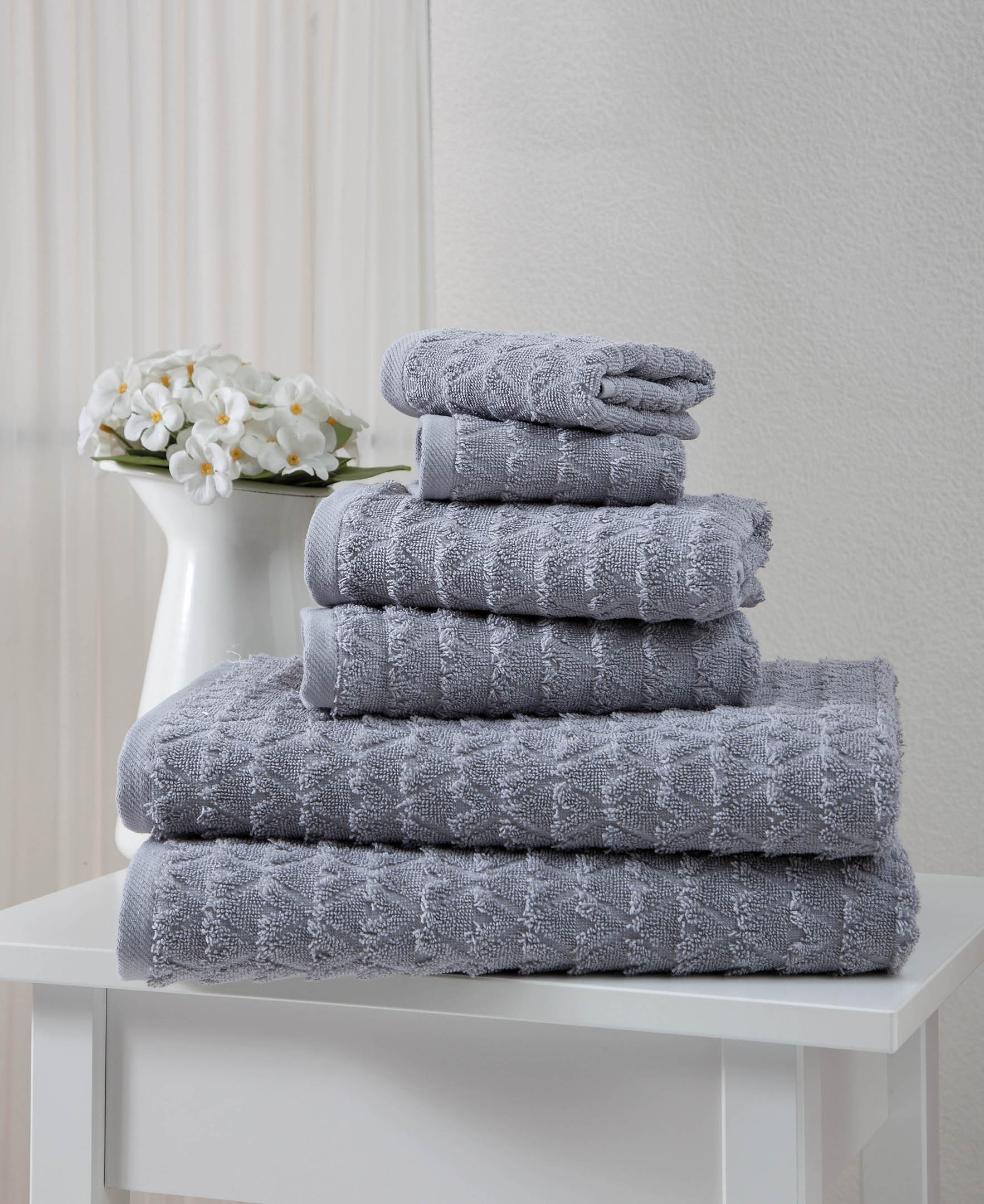 OZAN PREMIUM HOME 6Piece Gray Turkish Cotton Quick Dry Bath Towel Set