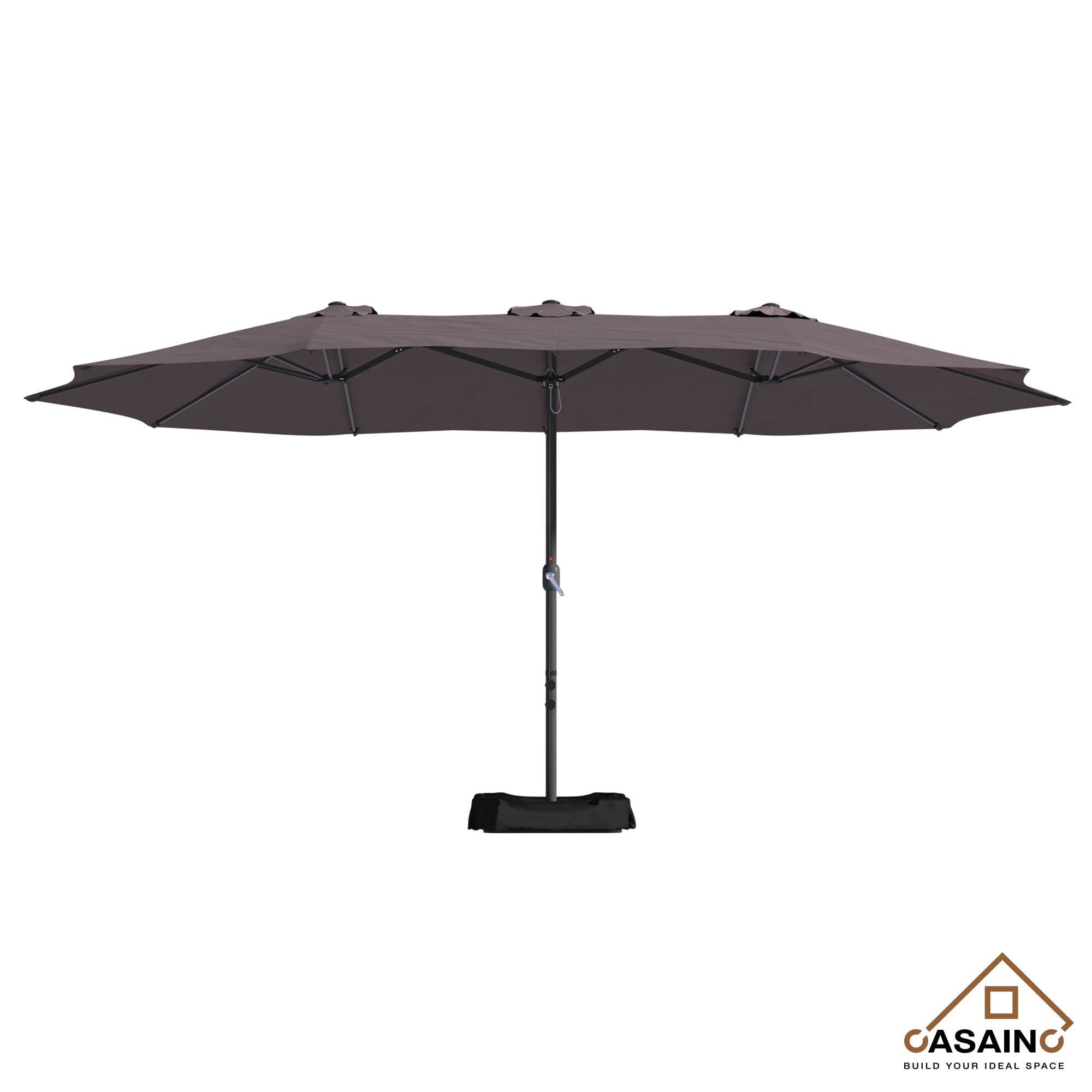 CASAINC WF-OP3154OR 15-ft Steel Brown No-tilt Garden Patio Umbrella with Base