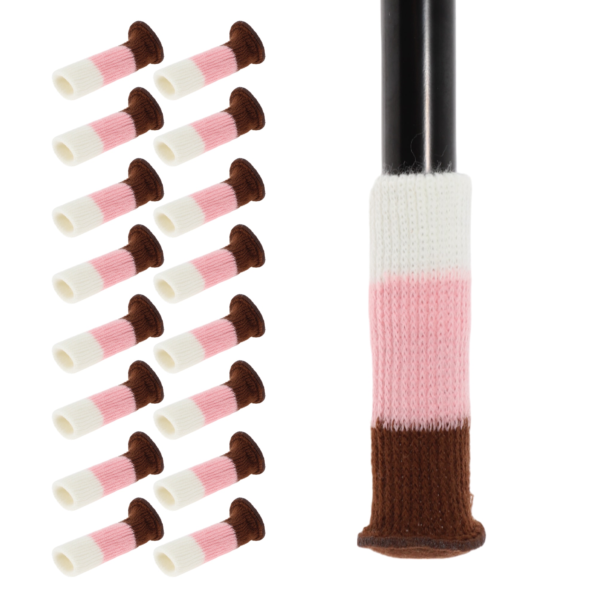 Unique Bargains 16pcs Chair Leg Covers Floor Protectors Knitted Chairs Pads Chair Leg Covers for Hardwood Floors Brown Pink White