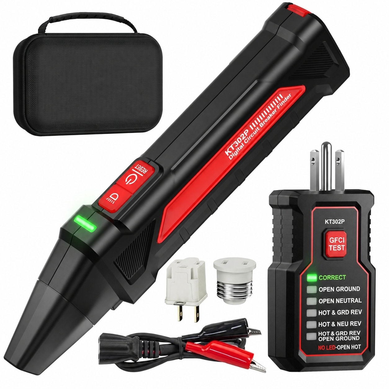 Etokfoks Circuit Breaker Finder Tool Kit with GFCI Outlet Tester Dual Sided LEDs Includes Case and Adapters #LETUHY1R5