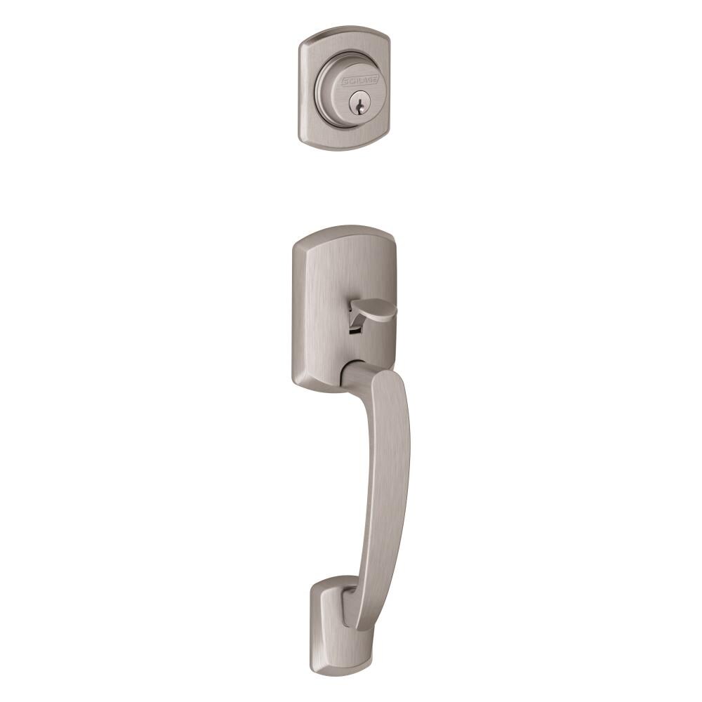 Schlage F58GRW626 F Series Satin Chrome Single-Cylinder Deadbolt Entry door exterior handle with