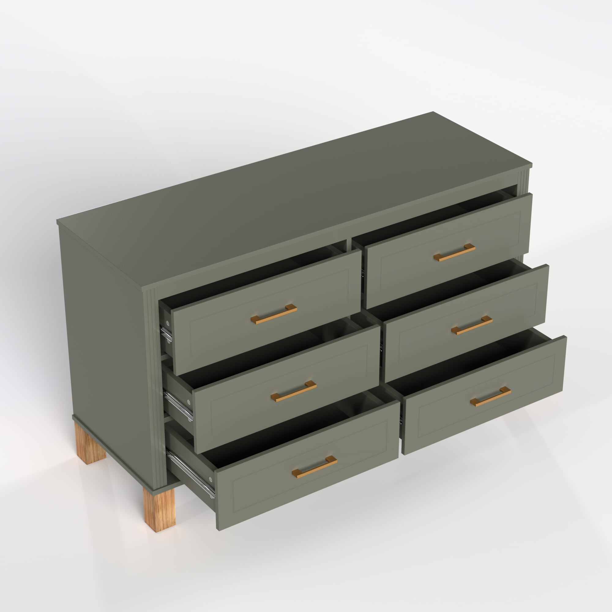 GDFStudio Olive Green 6 Drawer Double Dresser with Metal Handles and Wooden  Legs for Kids Bedroom in the Dressers department at Lowes.com