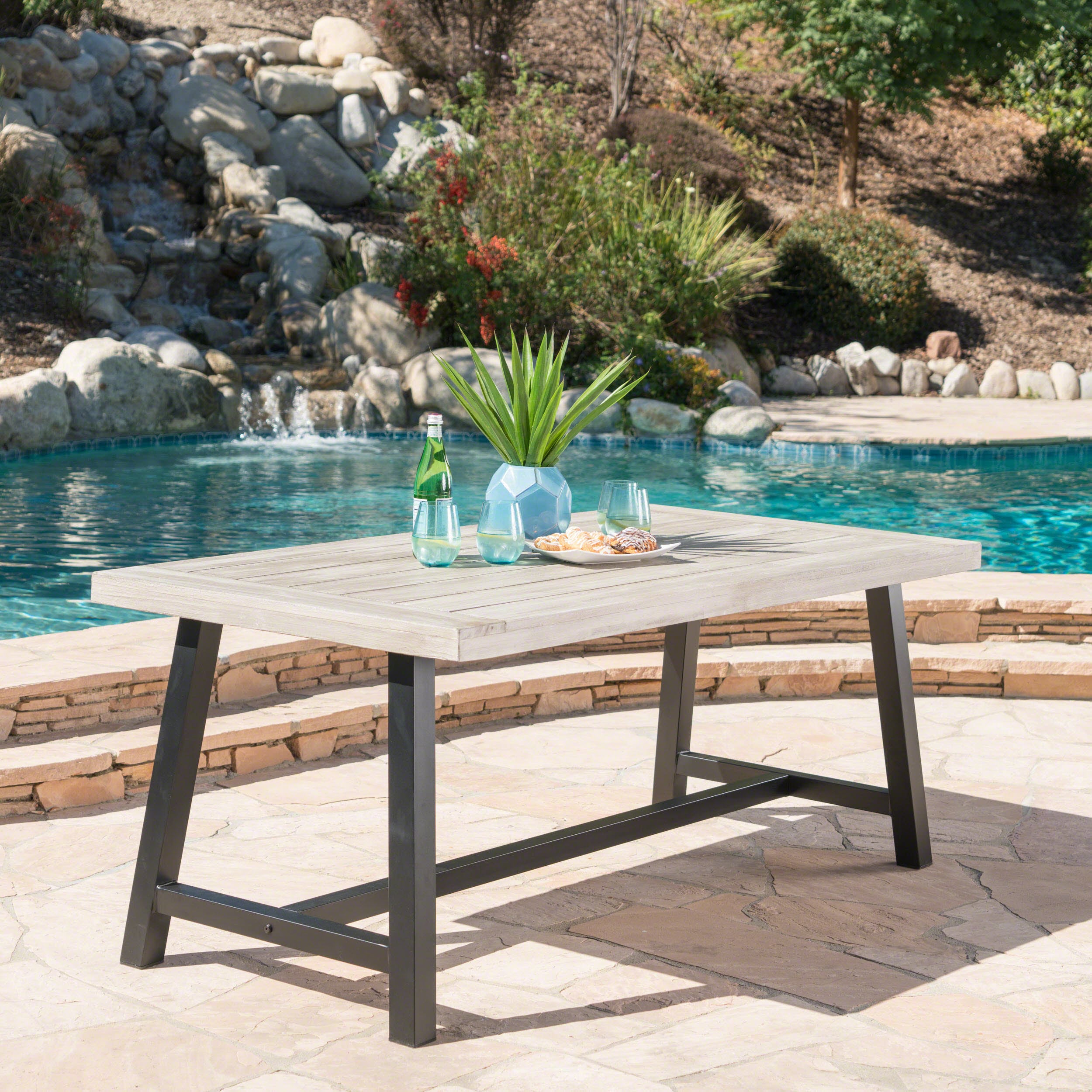Best Selling Home Decor Bowman Rectangle Outdoor Dining Table 35.5-in W x 71-in L