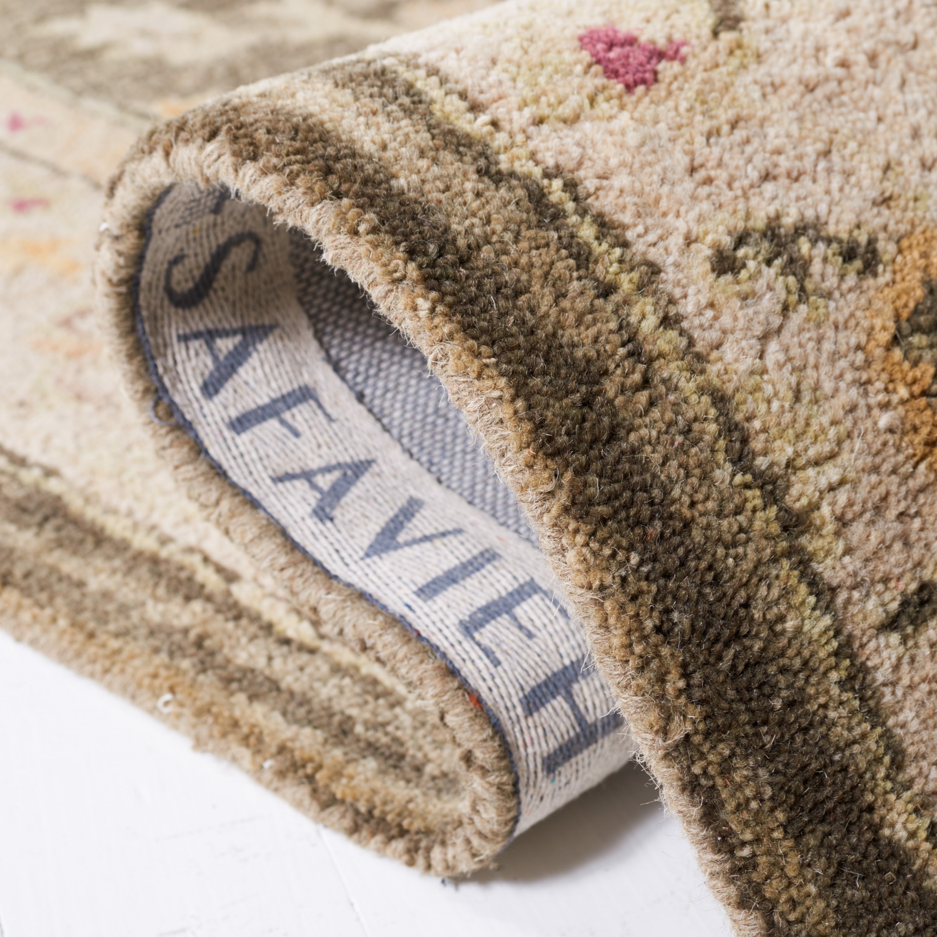 Olive Grey and Beige Hand-Tufted Wool Runner Rug