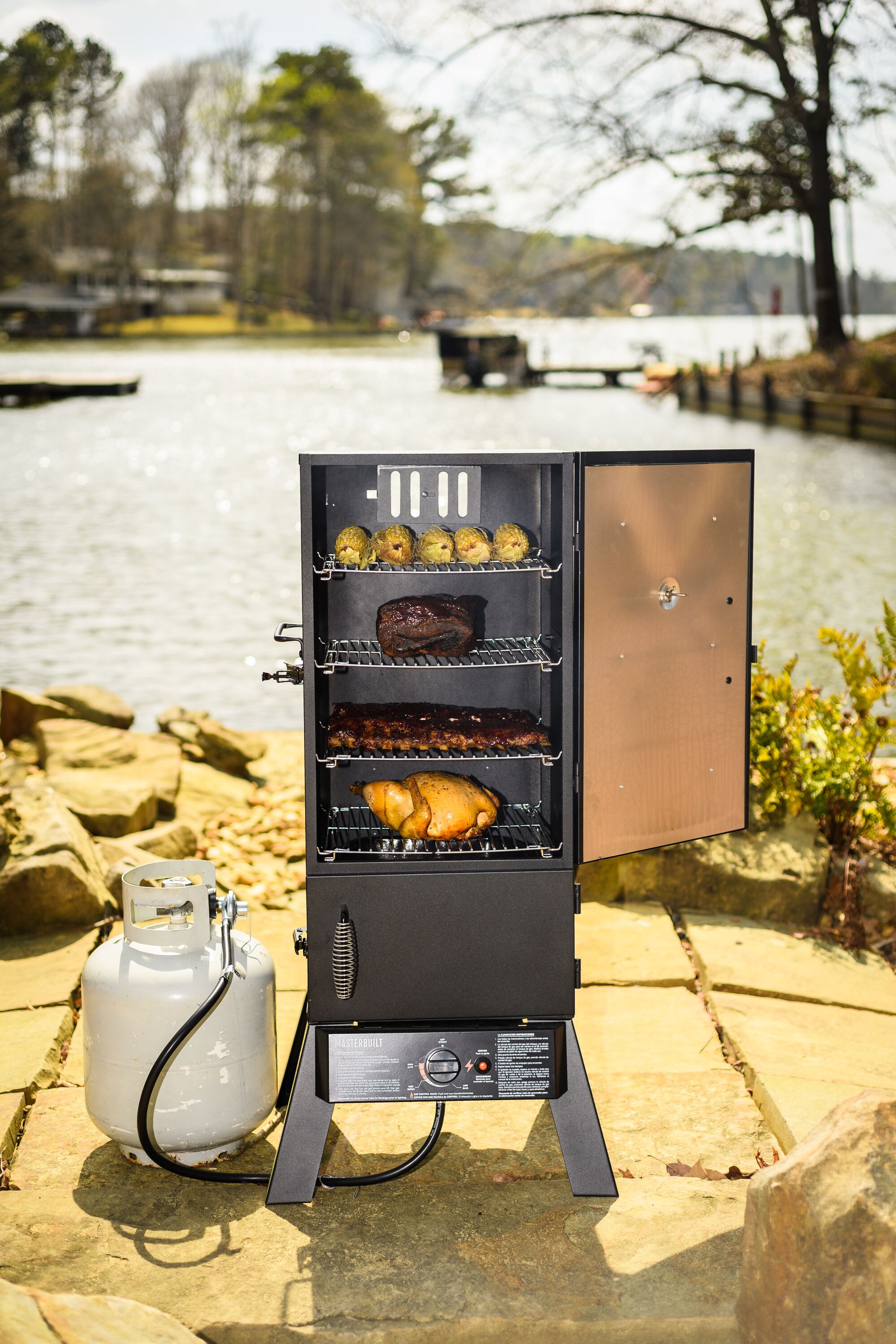 Masterbuilt 30 in. Dual Fuel Propane Gas and Charcoal Smoker in