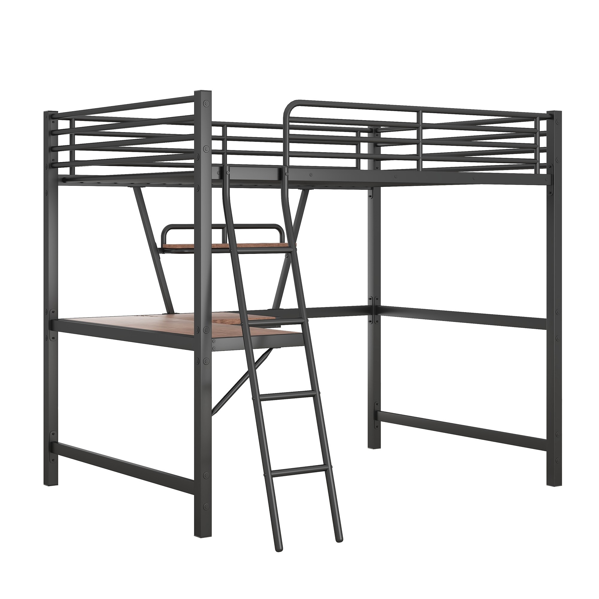 Yiekholo Black Full Loft Bunk Bed in the Bunk Beds department at Lowes.com