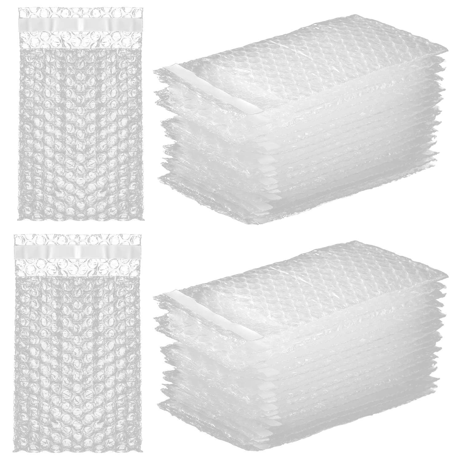 Etokfoks  300 pack clear self sealing bubble cushion bags 4 x 6 in double wall shockproof protective pouches for packing and storage