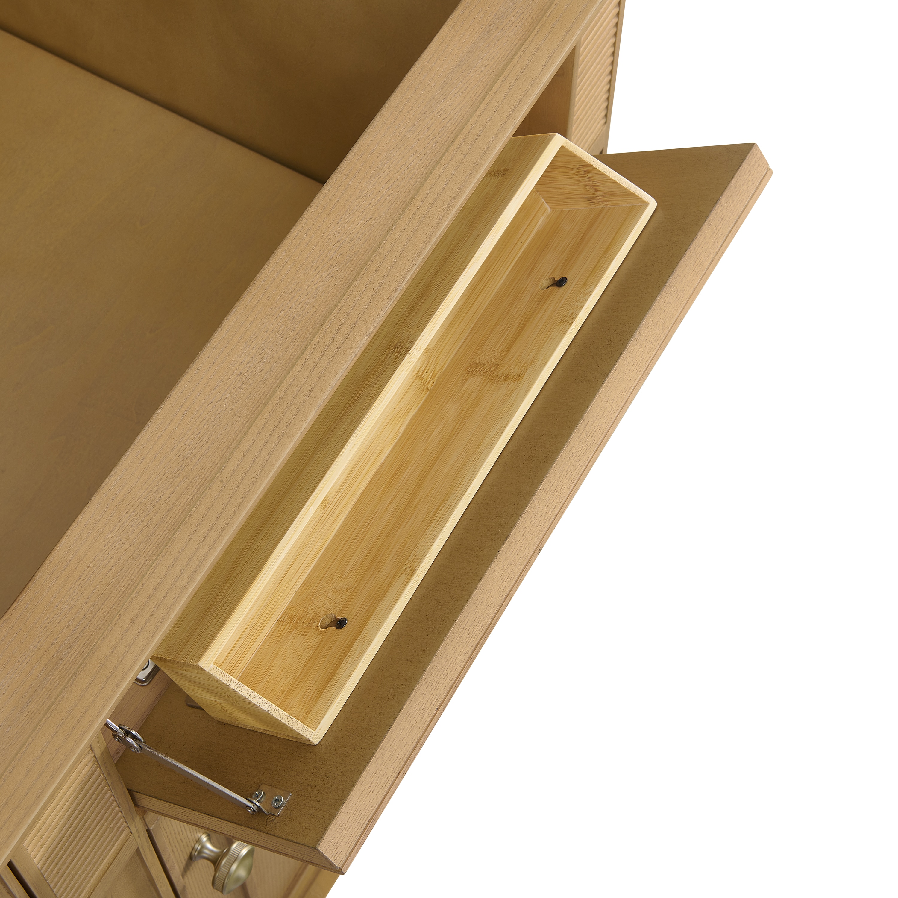 Light Natural Oak Double Freestanding Vanity Base with Brass Knobs