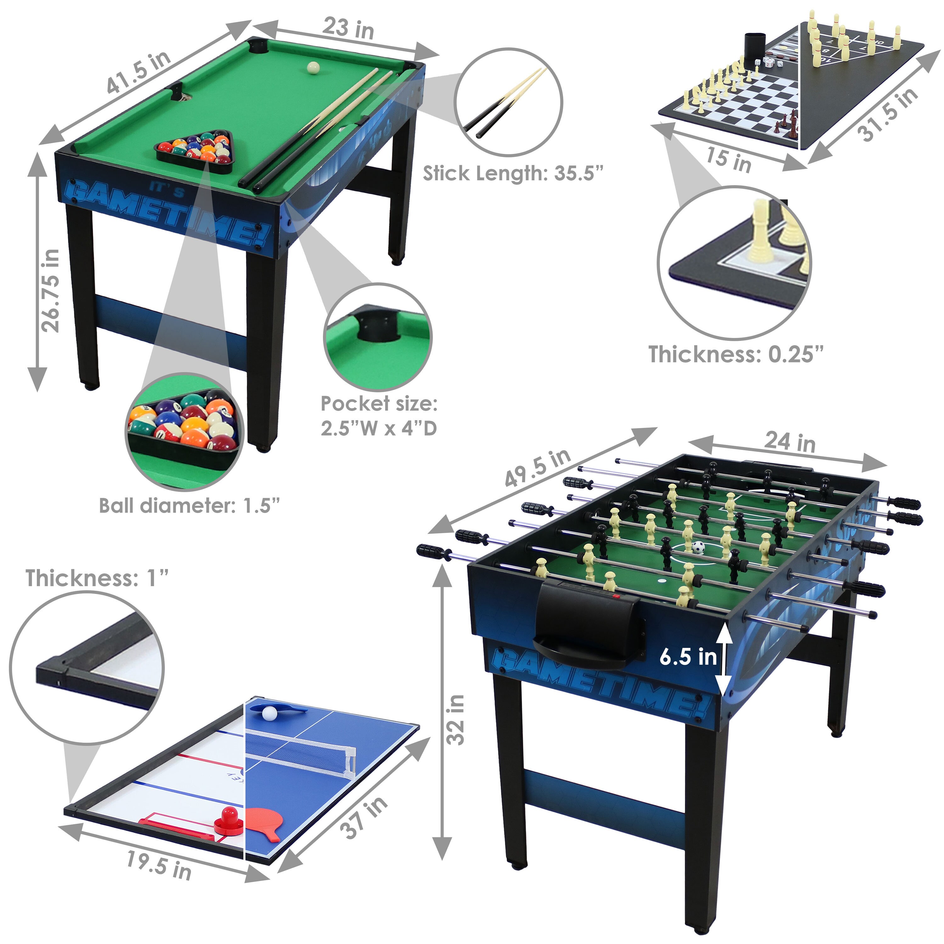 Sunnydaze Decor Freestanding MDF 10-Game Table with Billiards, Foosball,  Hockey, and More in the Multi-Game Tables department at